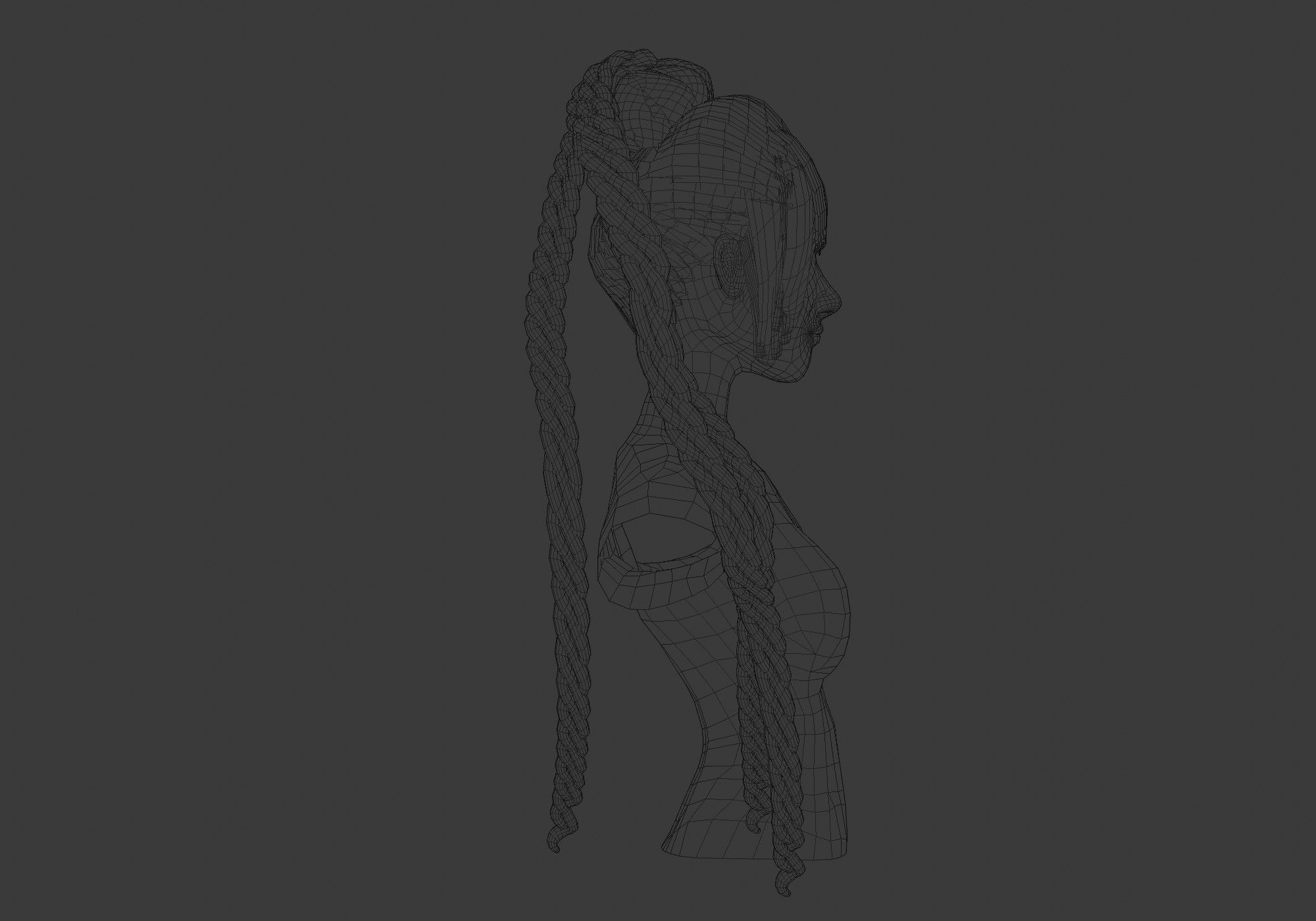 Braids Bun Hairstyle  3D model_7