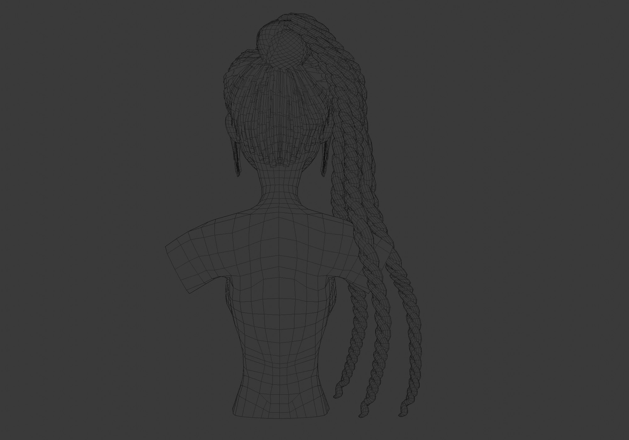 Braids Bun Hairstyle  3D model_9