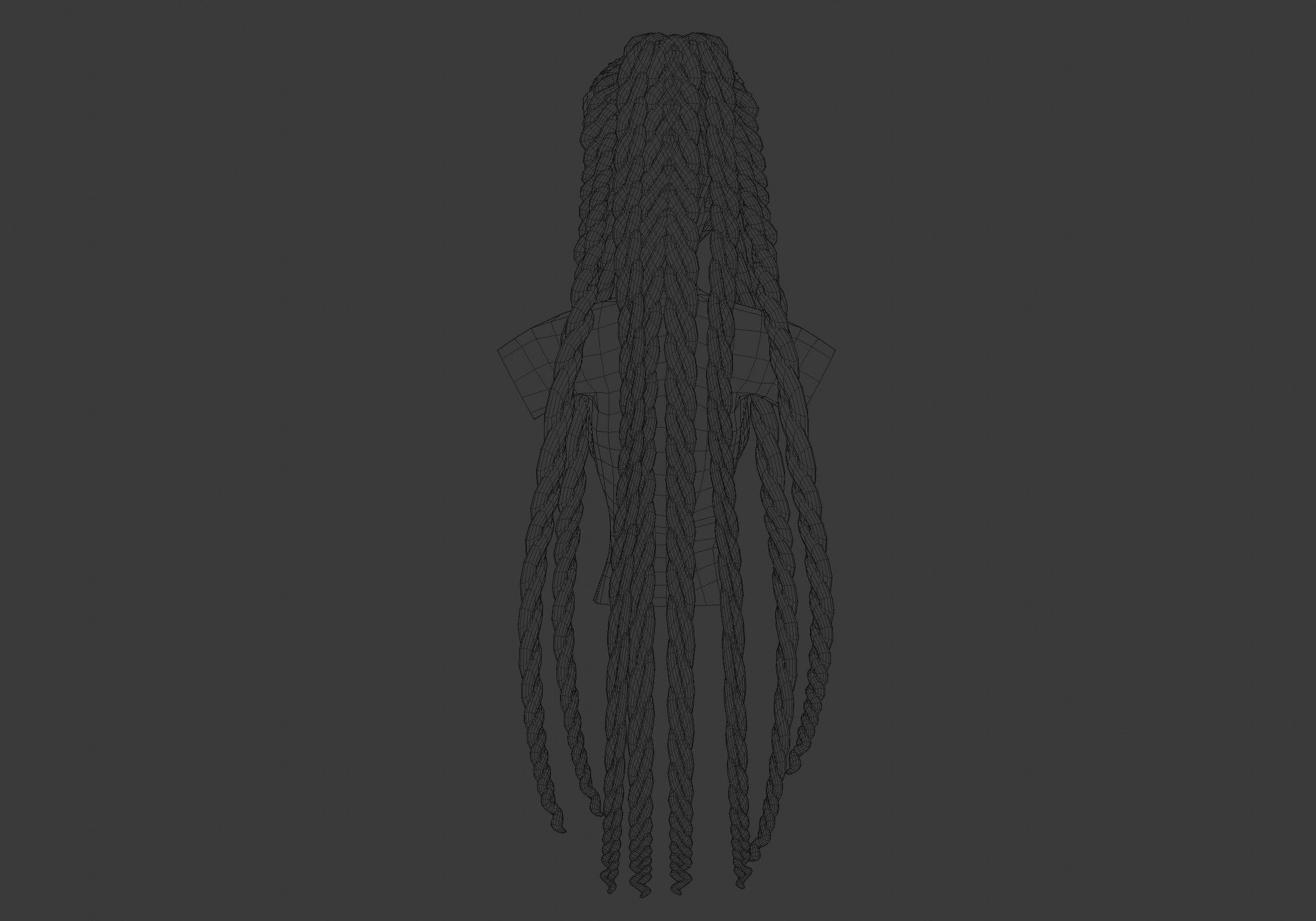 Blond Braids Hairstyle  3D model_9