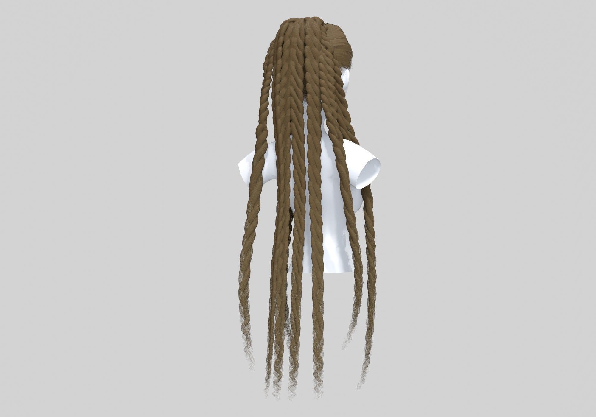 Blond Braids Hairstyle  3D model_3