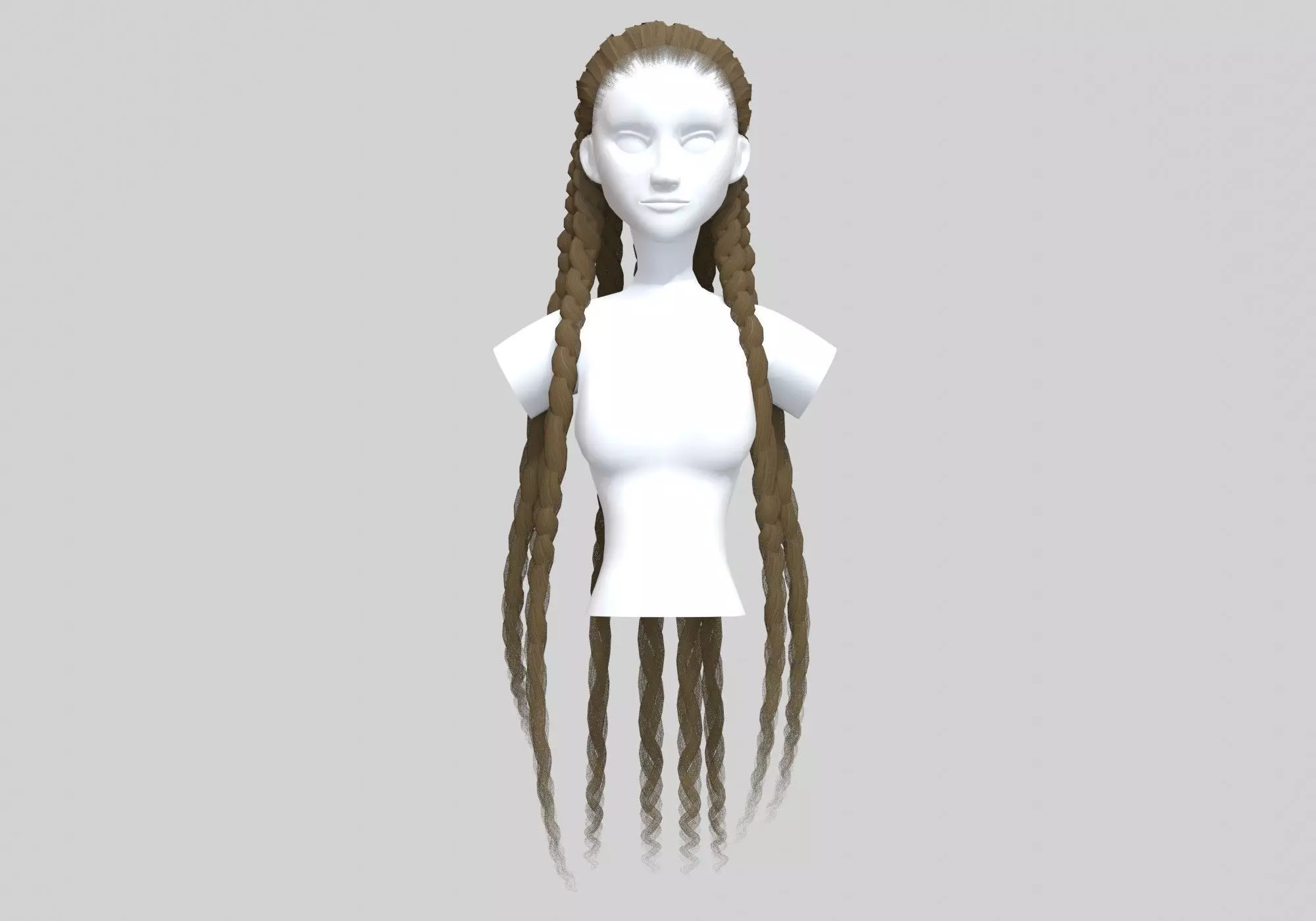 Blond Braids Hairstyle  3D model_0