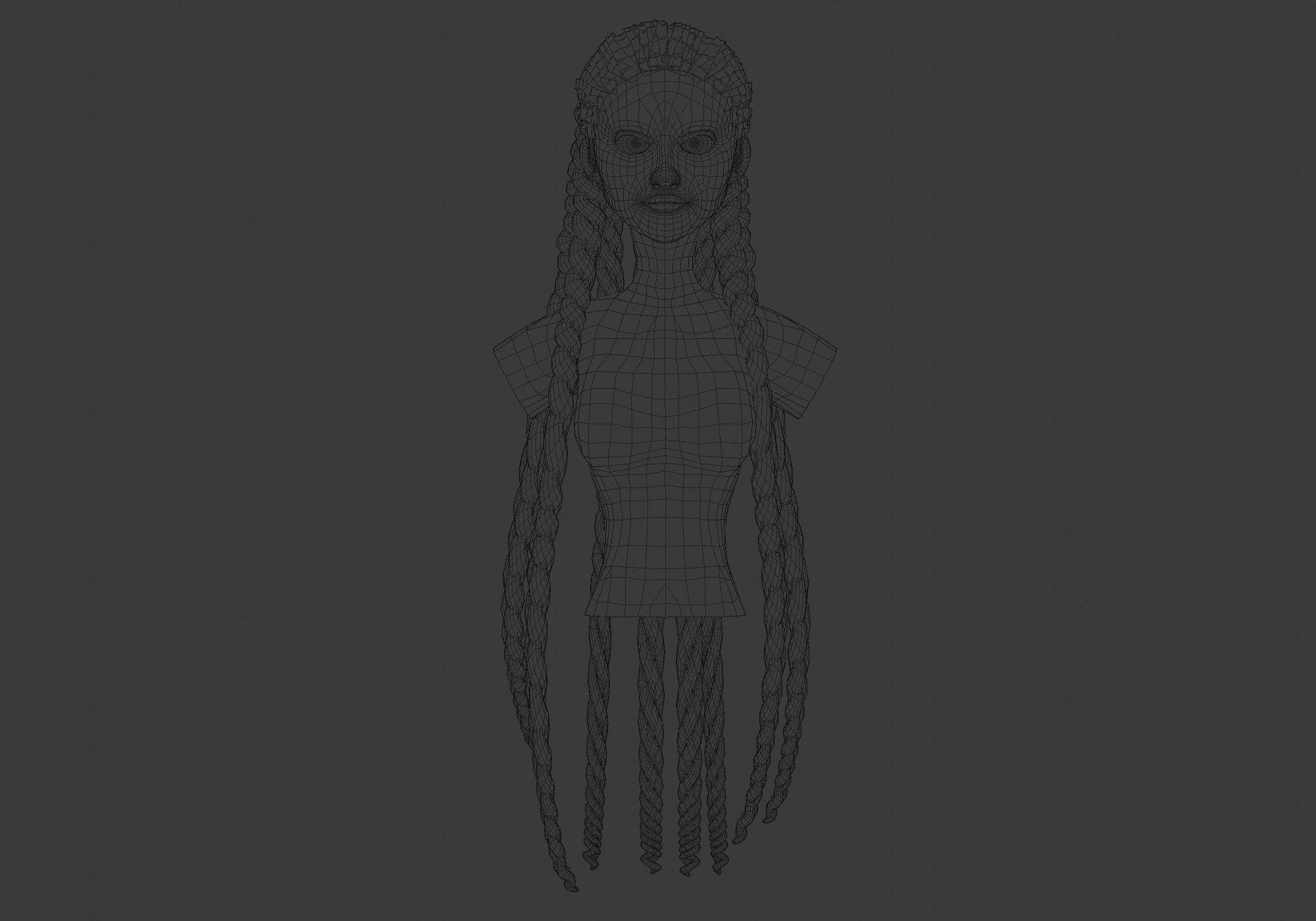 Blond Braids Hairstyle  3D model_5