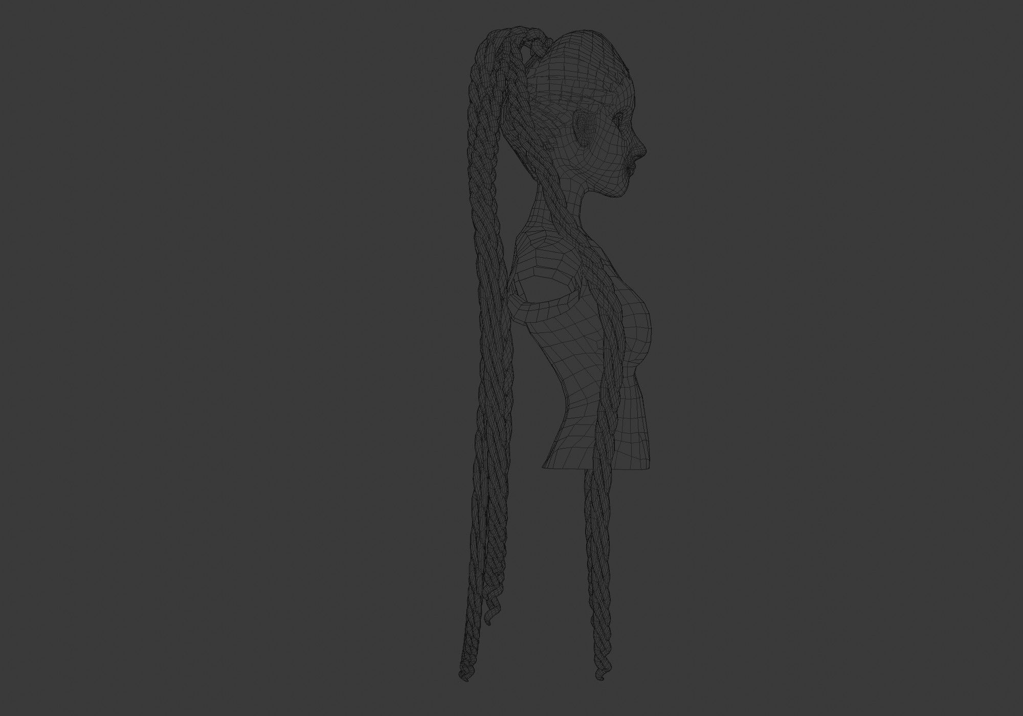 Blond Braids Hairstyle  3D model_7