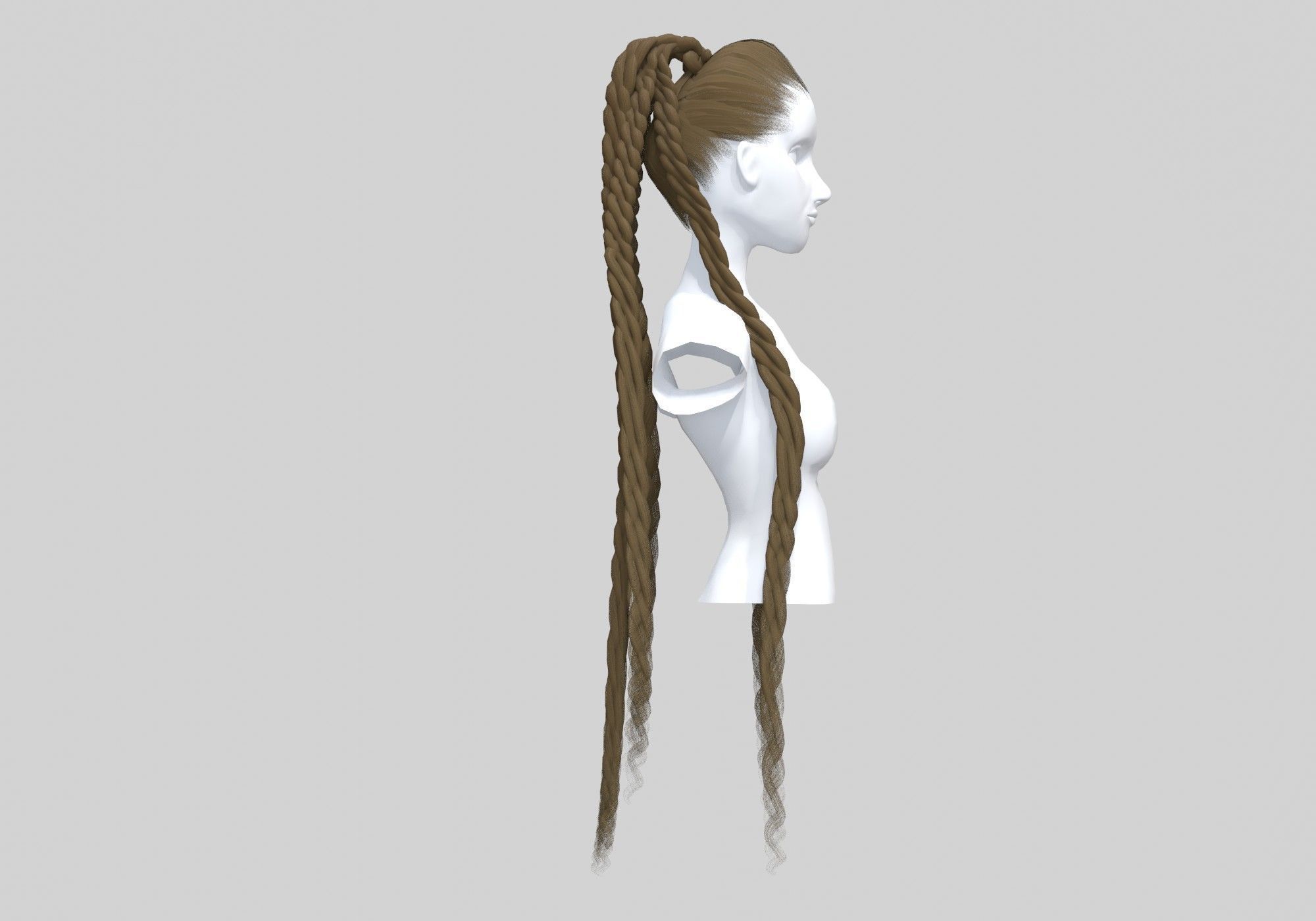 Blond Braids Hairstyle  3D model_2