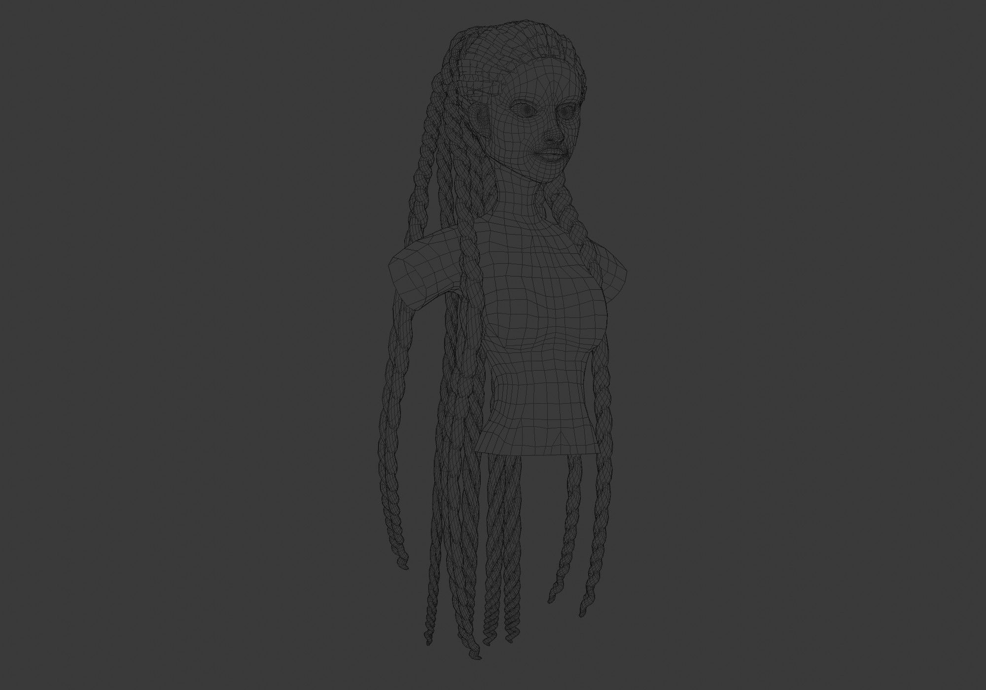 Blond Braids Hairstyle  3D model_6