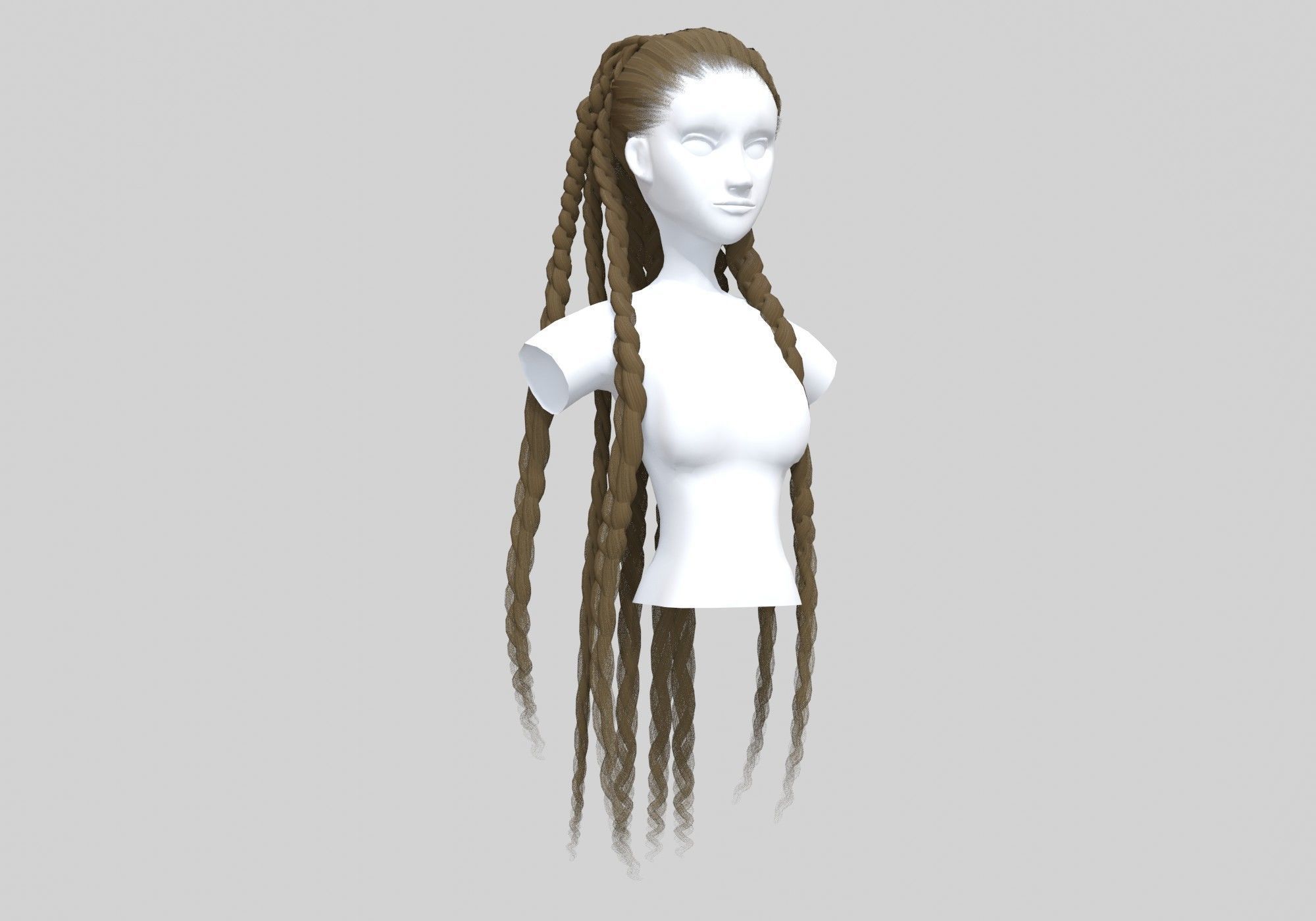 Blond Braids Hairstyle  3D model_1