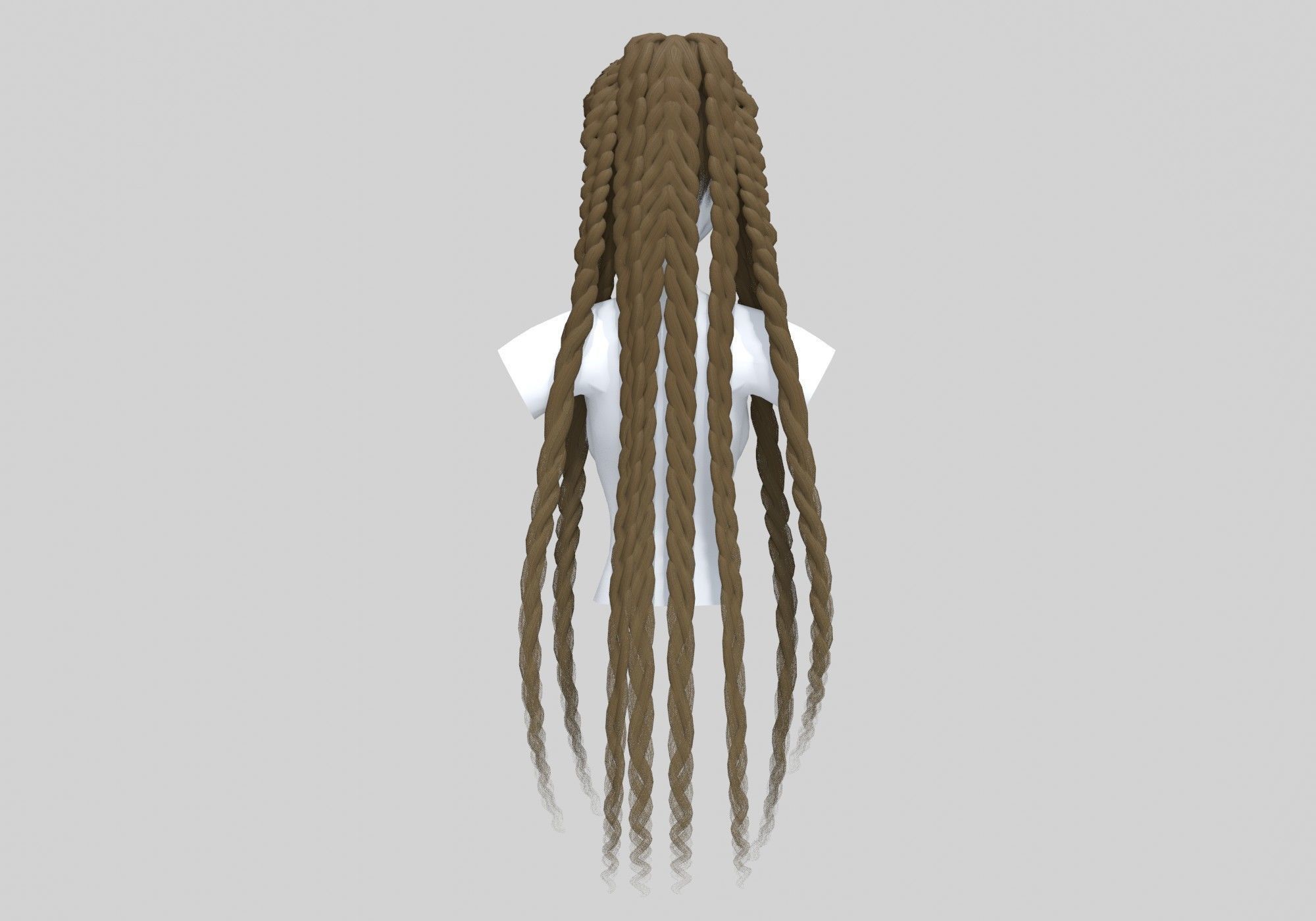 Blond Braids Hairstyle  3D model_4