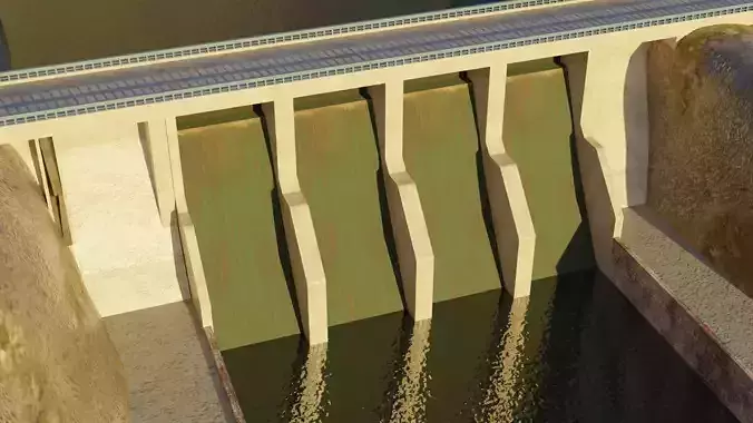 Dam - Low Poly - Game Ready - PBR hydroelectric
