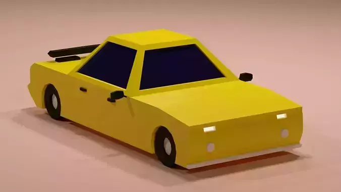 Cartoon Low Poly  Crossover Yellow Car Low-poly 3D model Low-poly 3D model