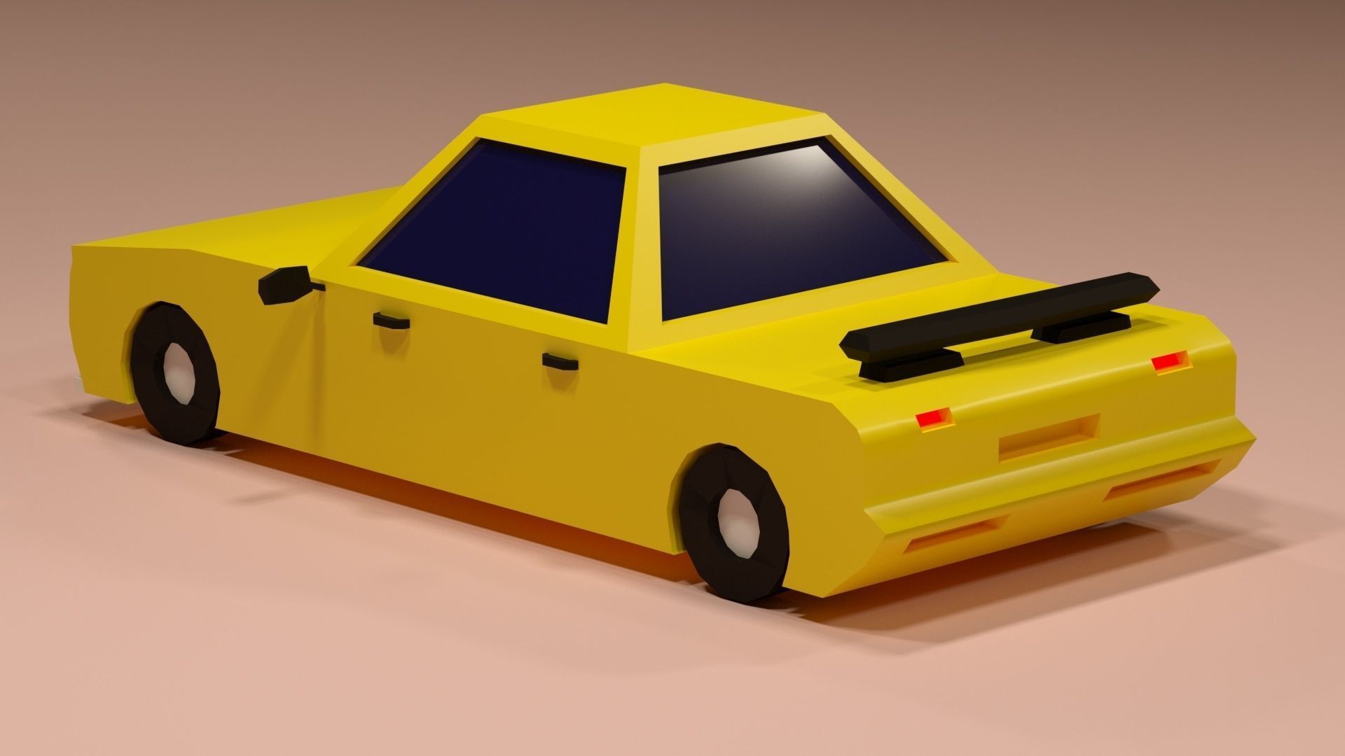 Cartoon Low Poly  Crossover Yellow Car Low-poly 3D model Low-poly 3D model_5