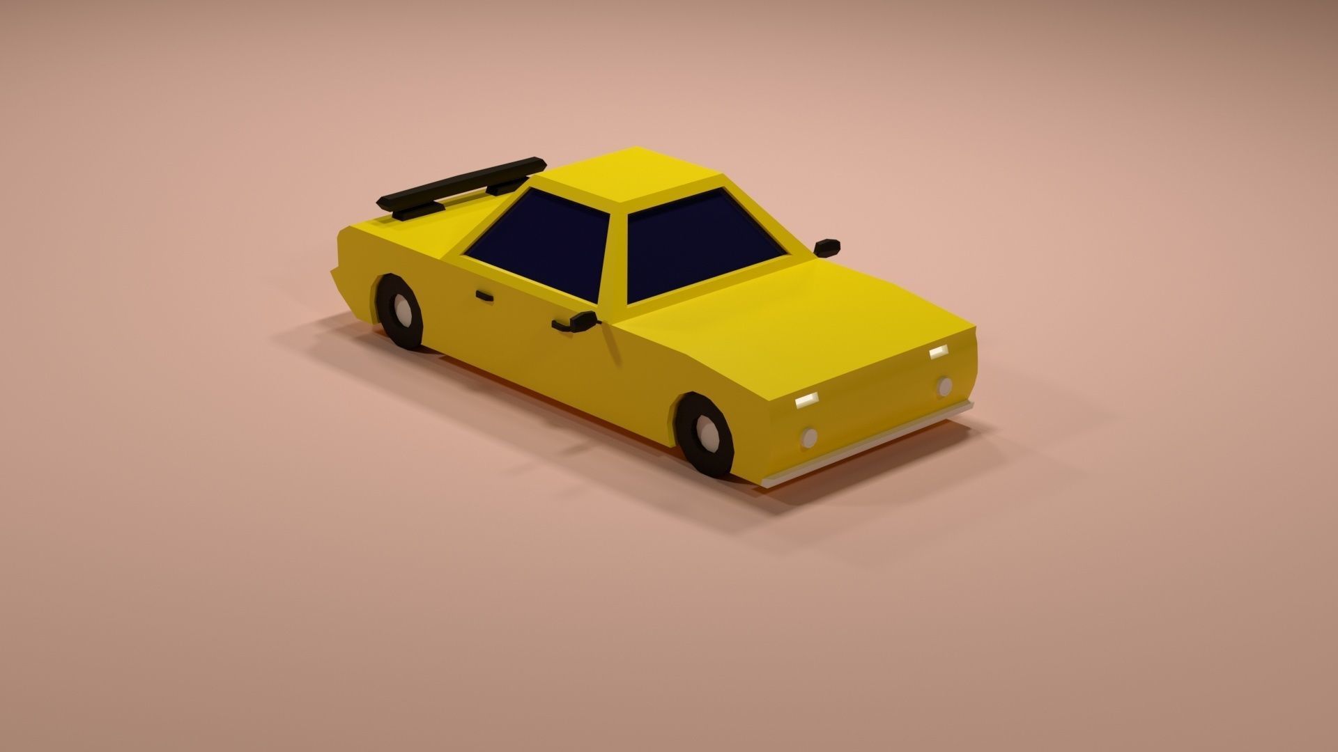 Cartoon Low Poly  Crossover Yellow Car Low-poly 3D model Low-poly 3D model_2