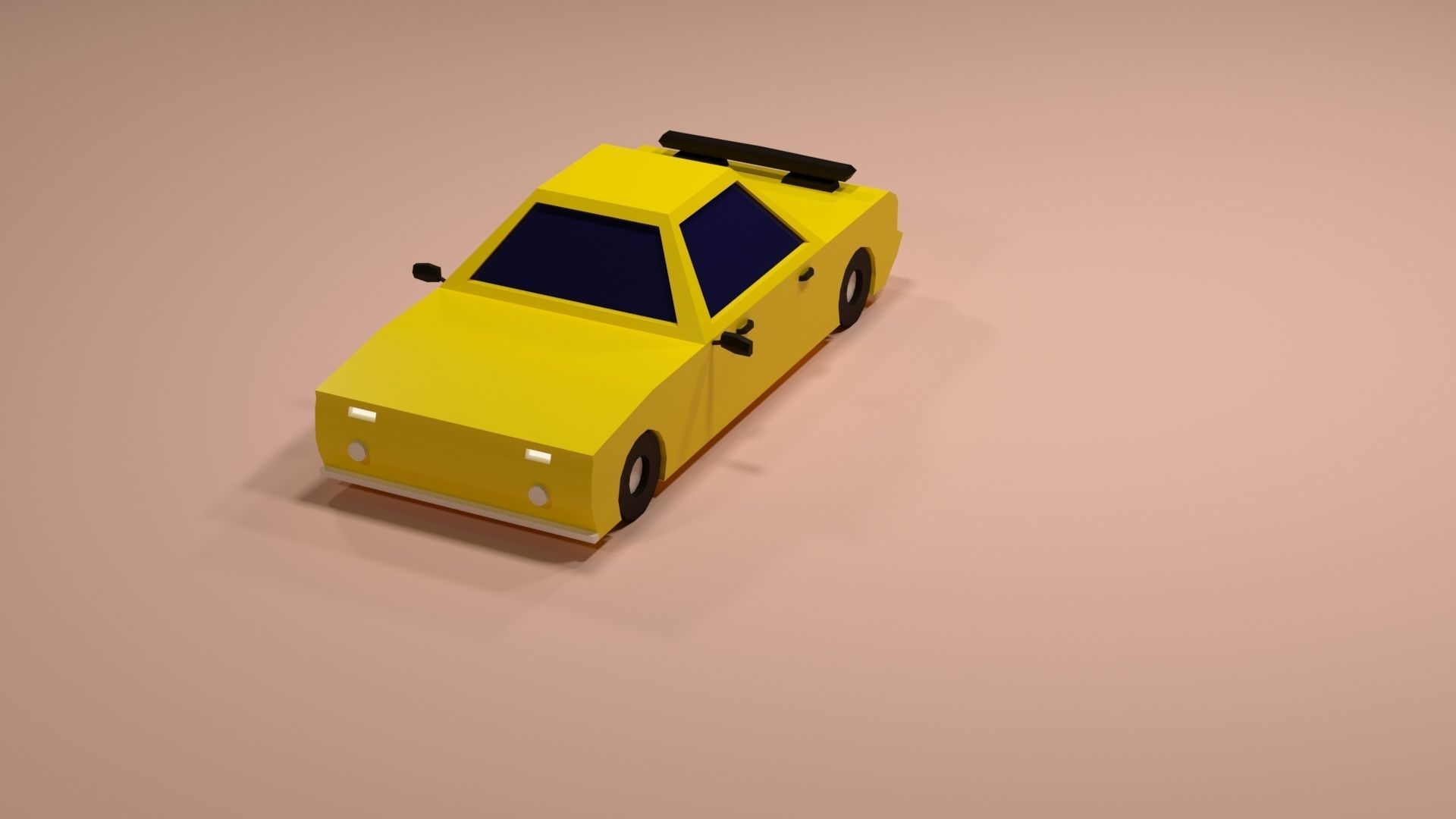 Cartoon Low Poly  Crossover Yellow Car Low-poly 3D model Low-poly 3D model_1