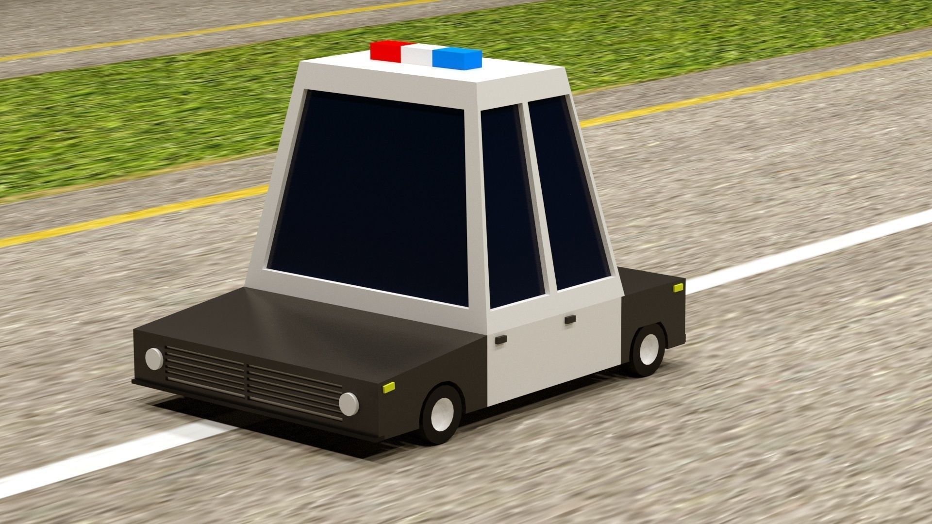 Cartoon Low Poly  Crossover Police Car Low-poly 3D model Low-poly 3D model_5