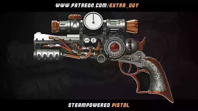 Steampunk Pistol 3d Printable 100mm