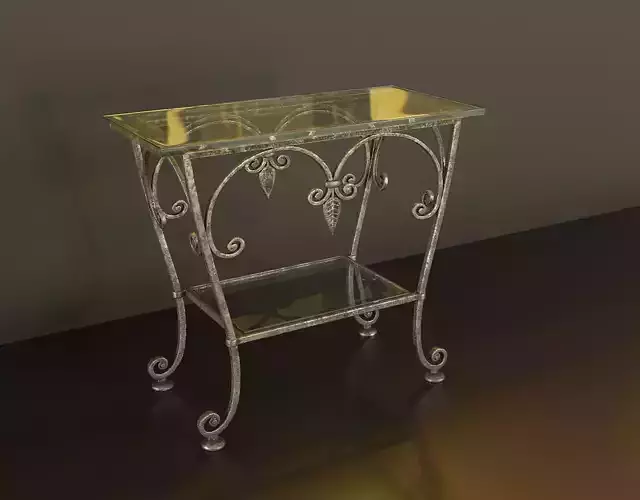 Metal table with glass top