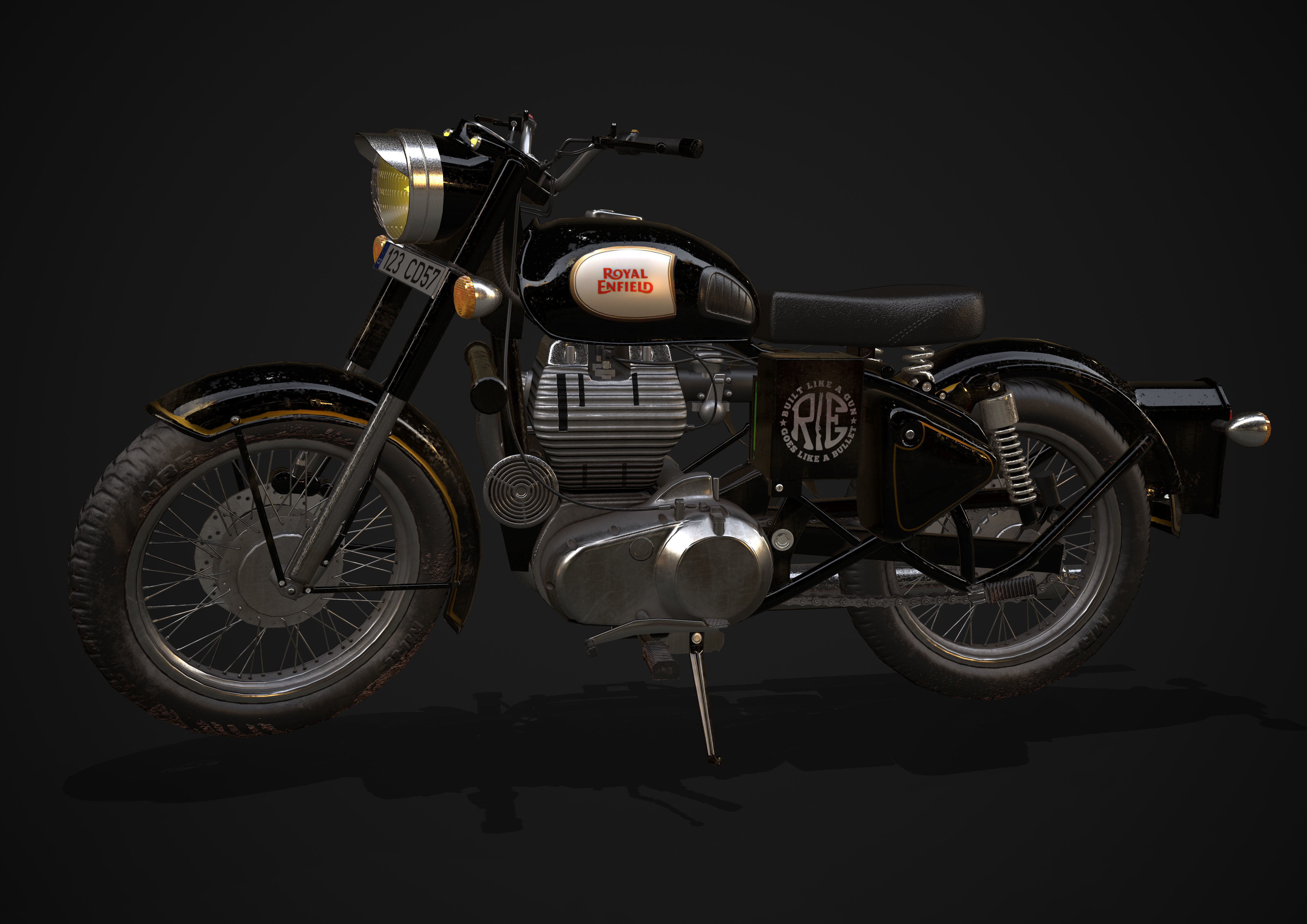 Royal Enfield Classic Battle Green 2016 3D model Low-poly 3D model_3