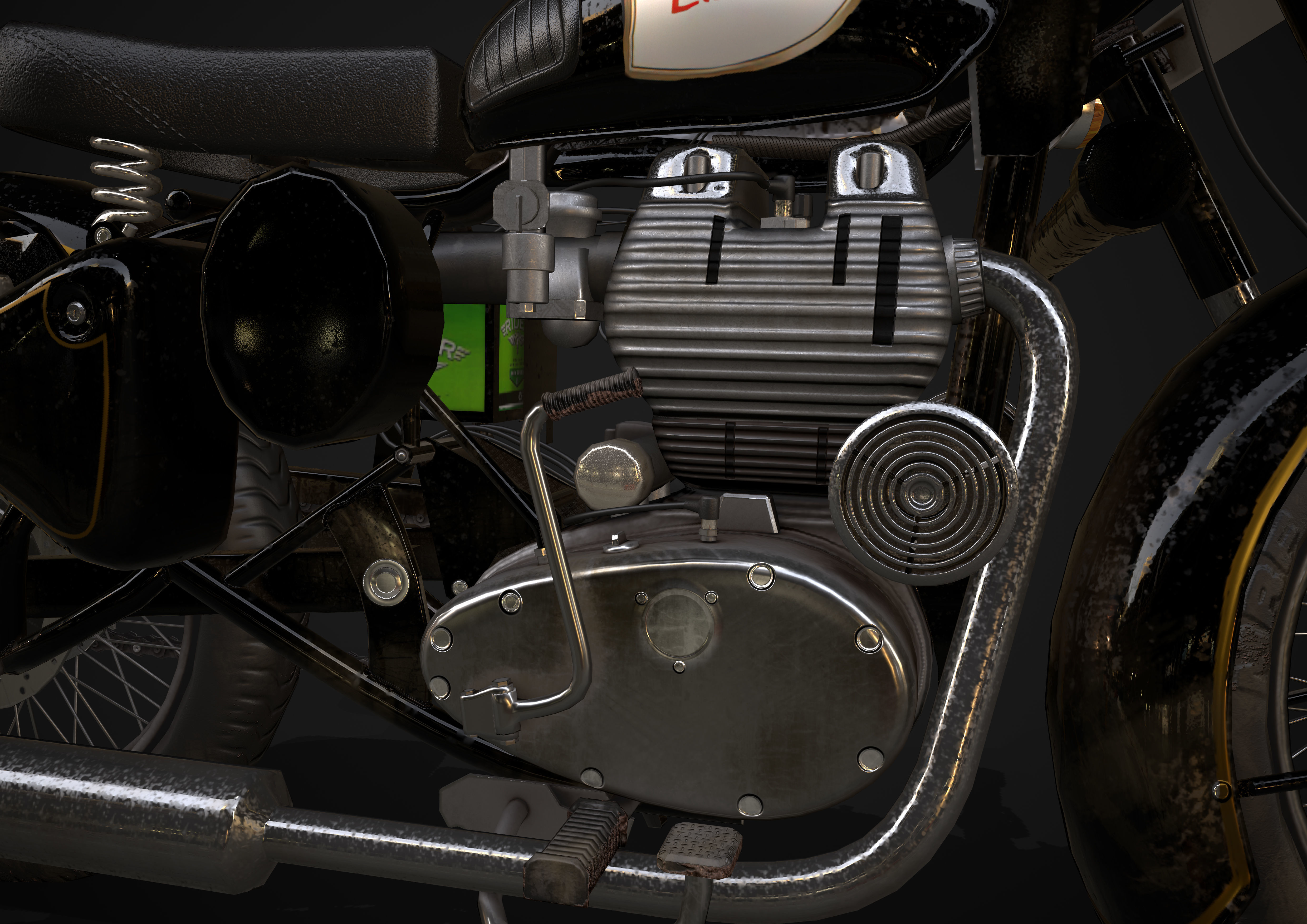 Royal Enfield Classic Battle Green 2016 3D model Low-poly 3D model_10