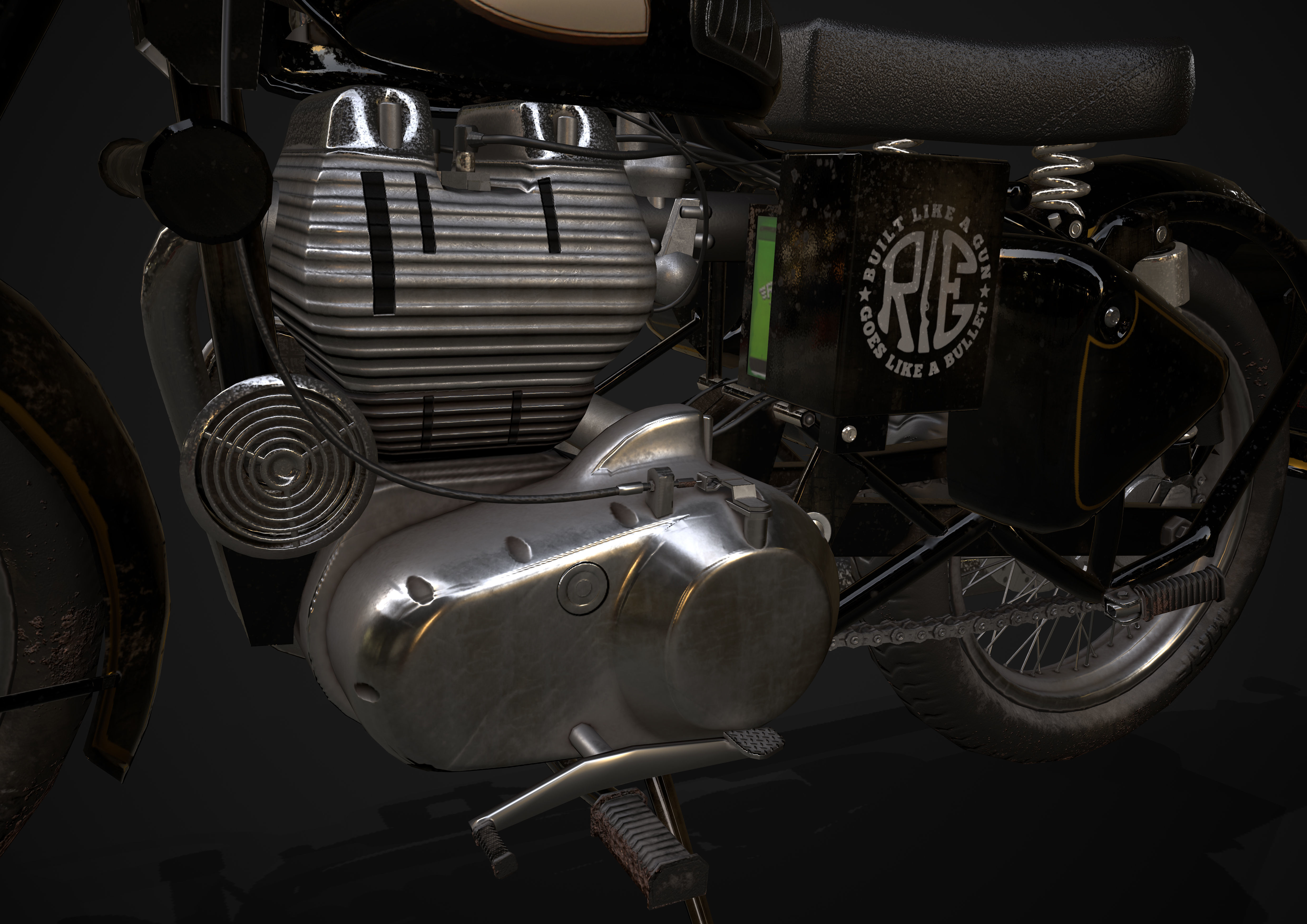 Royal Enfield Classic Battle Green 2016 3D model Low-poly 3D model_9
