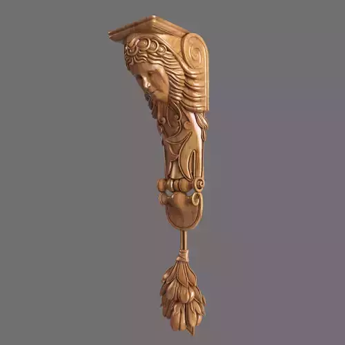 Caryatid ornate wooden shelf bracket