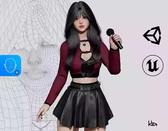 K-POP SERIES Mina - Game Ready Low-poly 3D model