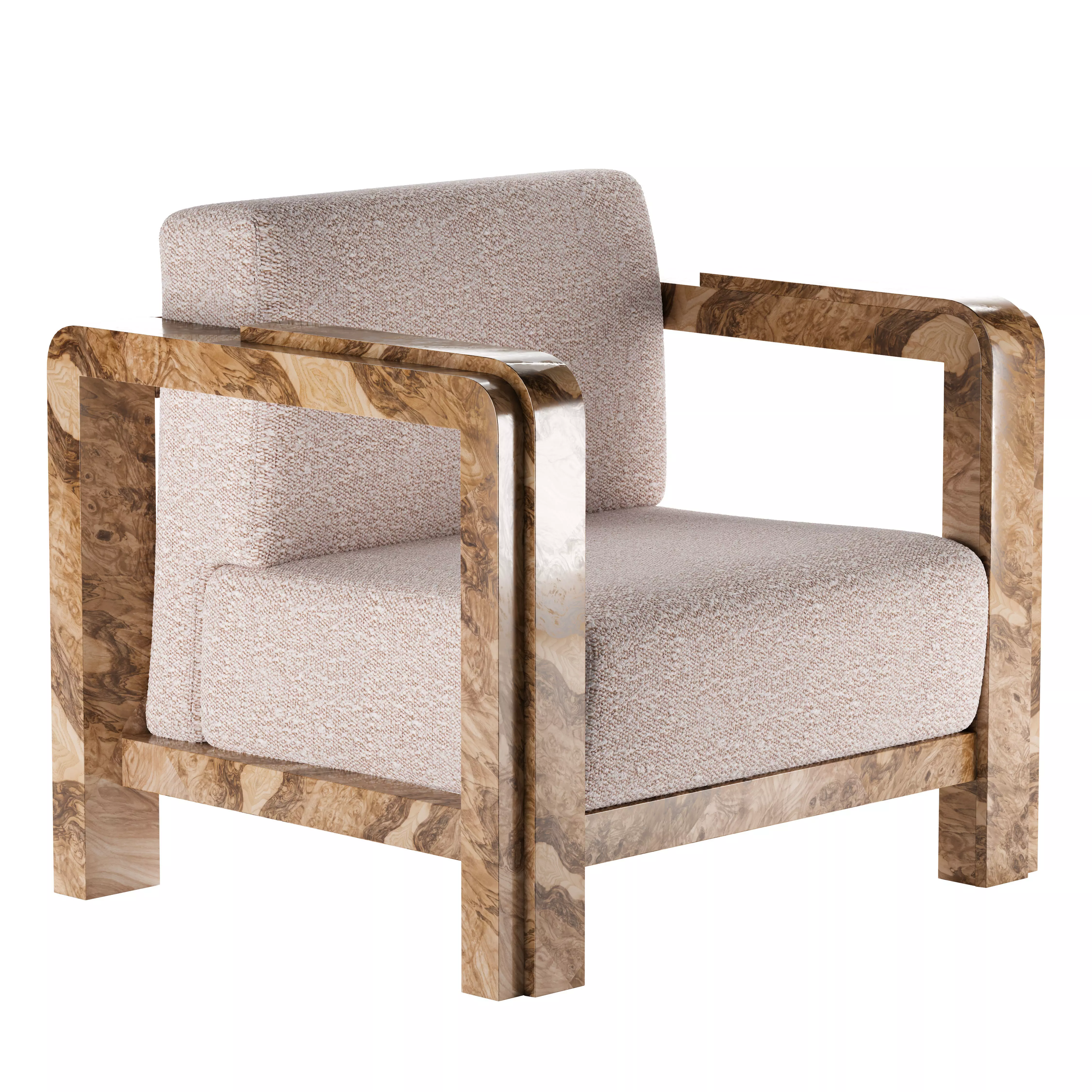 Midcentury Root Veneer Armchair 3D model