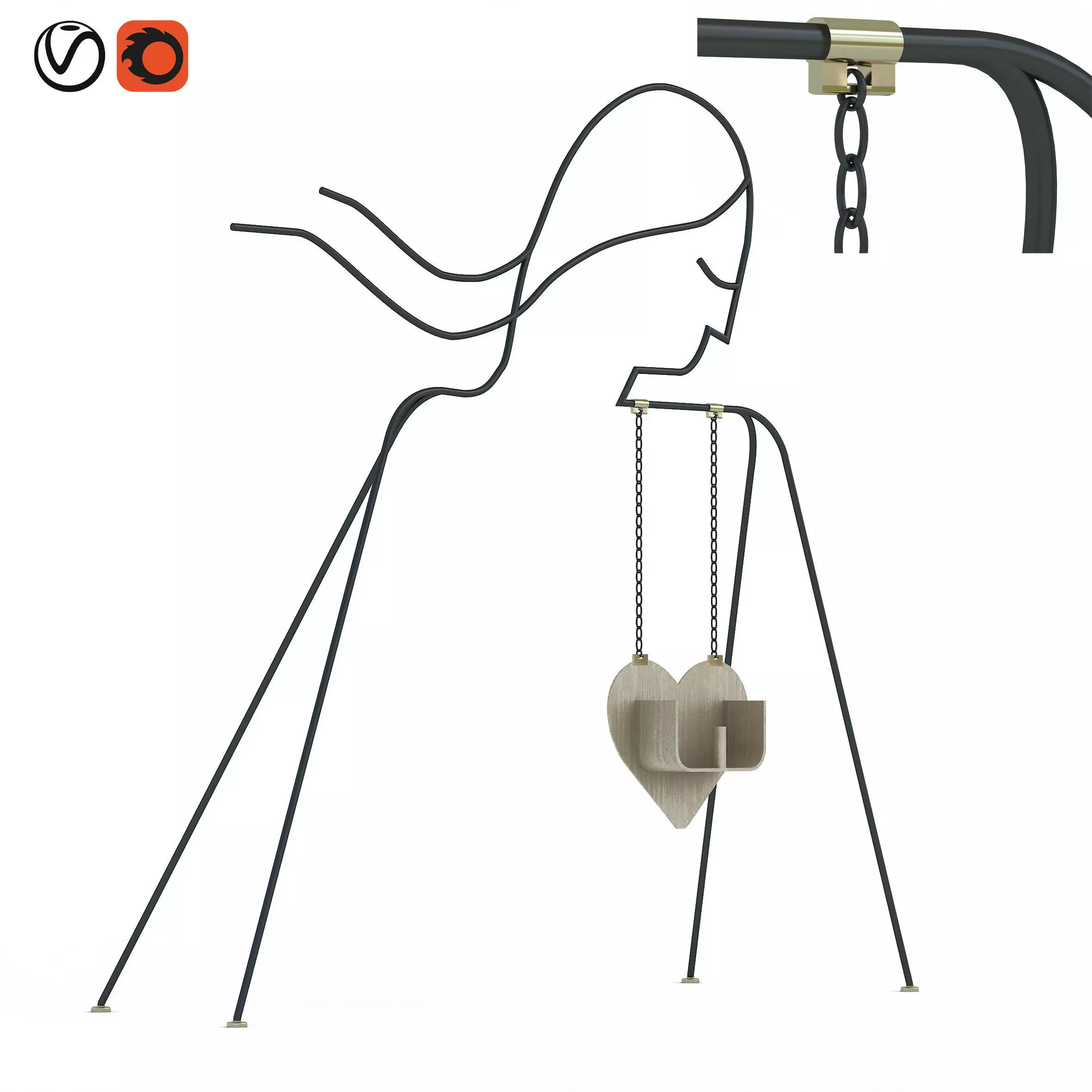 Baby play swing Low-poly 3D model_0