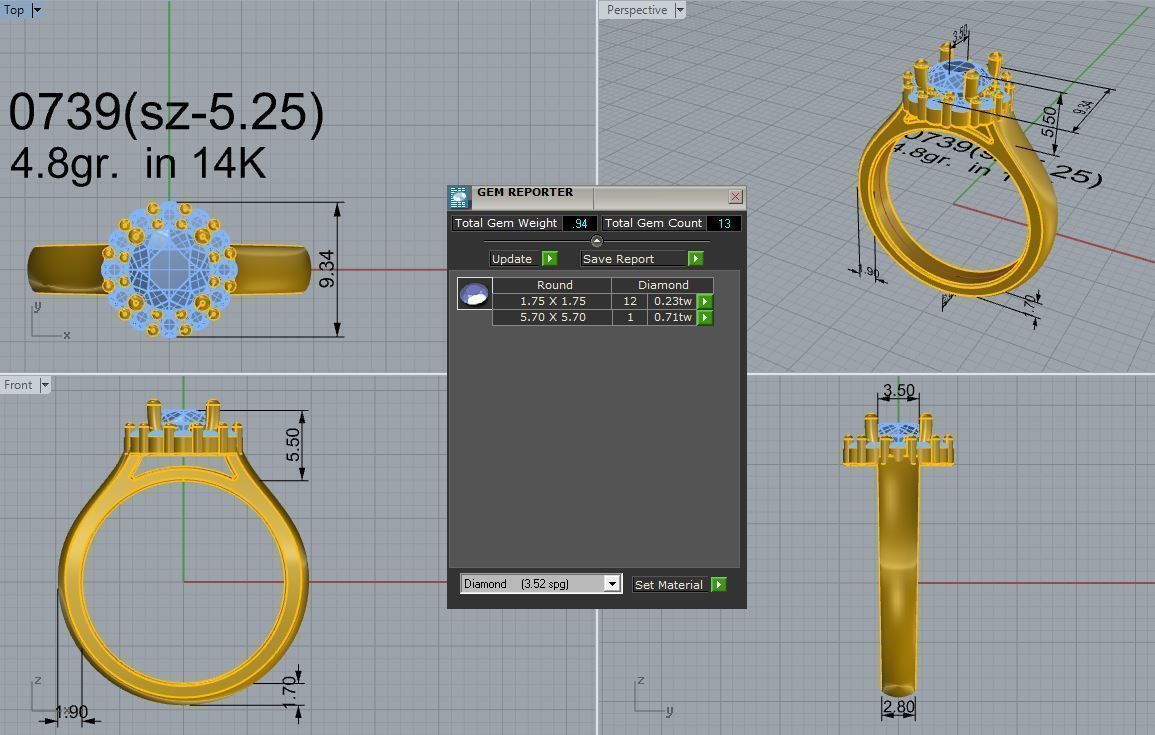 Round Cluster Ring 0739 3D print model_4
