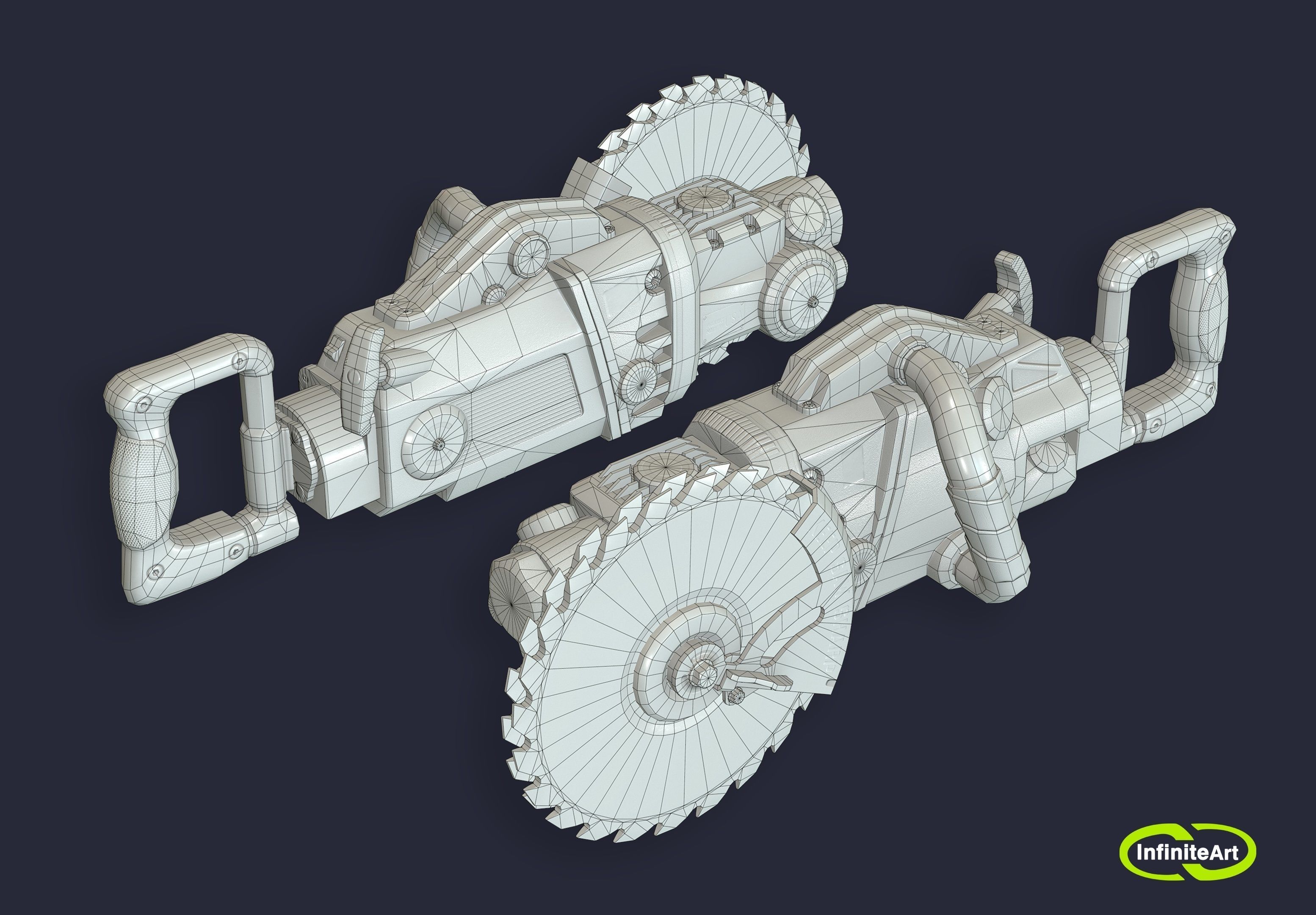 Chainsaw Circular Saw Low-poly 3D model_3