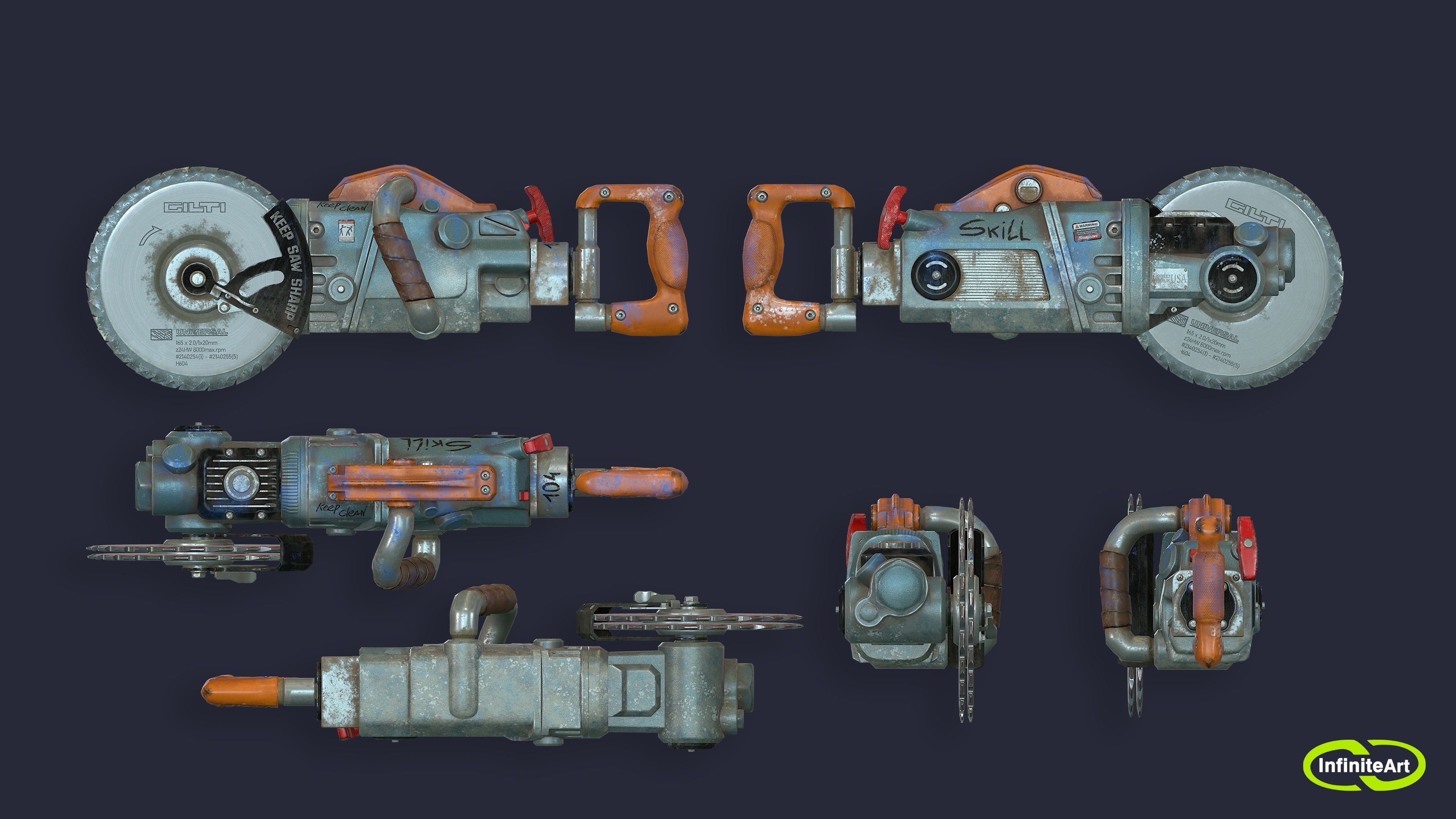 Chainsaw Circular Saw Low-poly 3D model_4