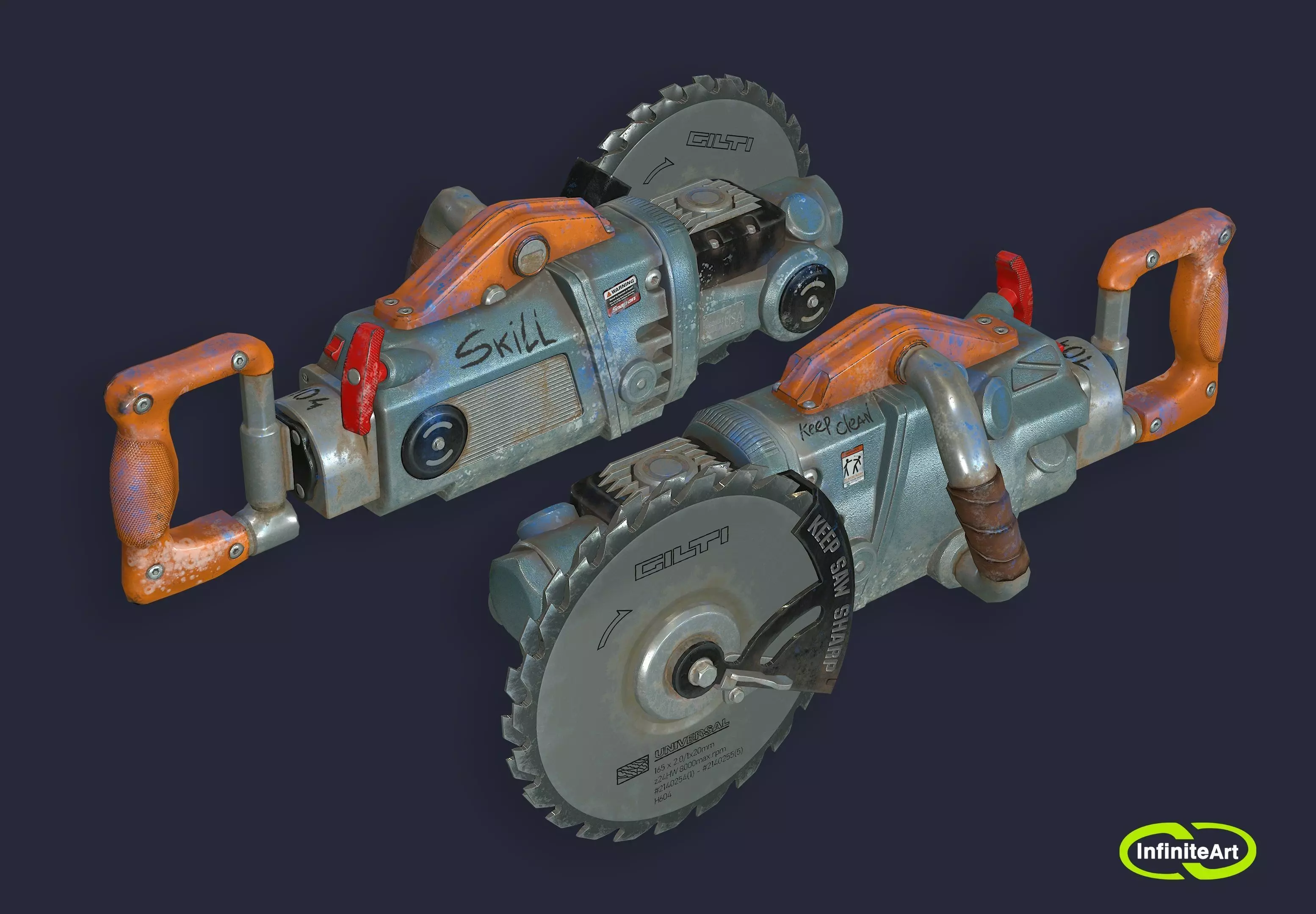 Chainsaw Circular Saw Low-poly 3D model_0
