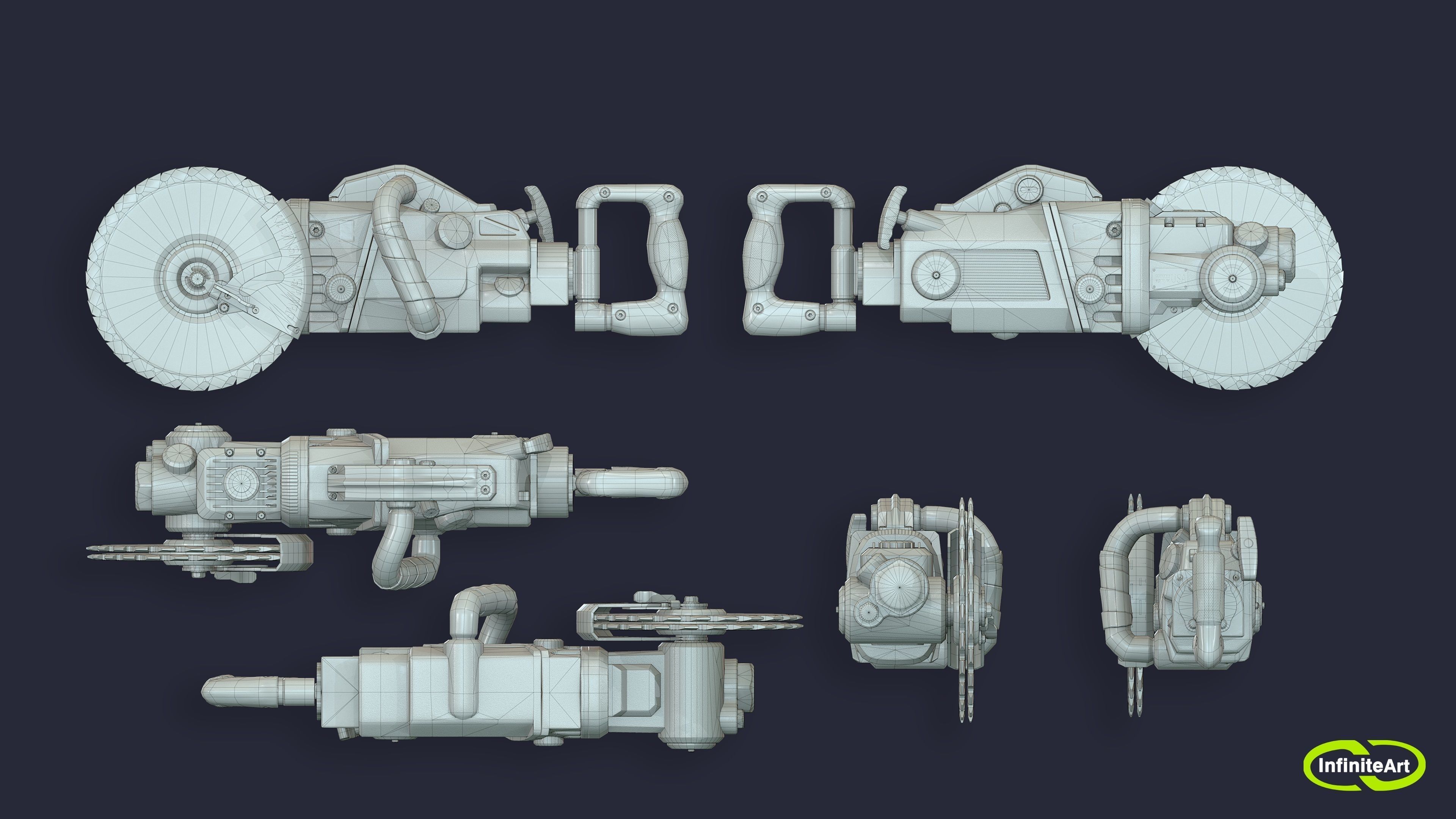 Chainsaw Circular Saw Low-poly 3D model_6