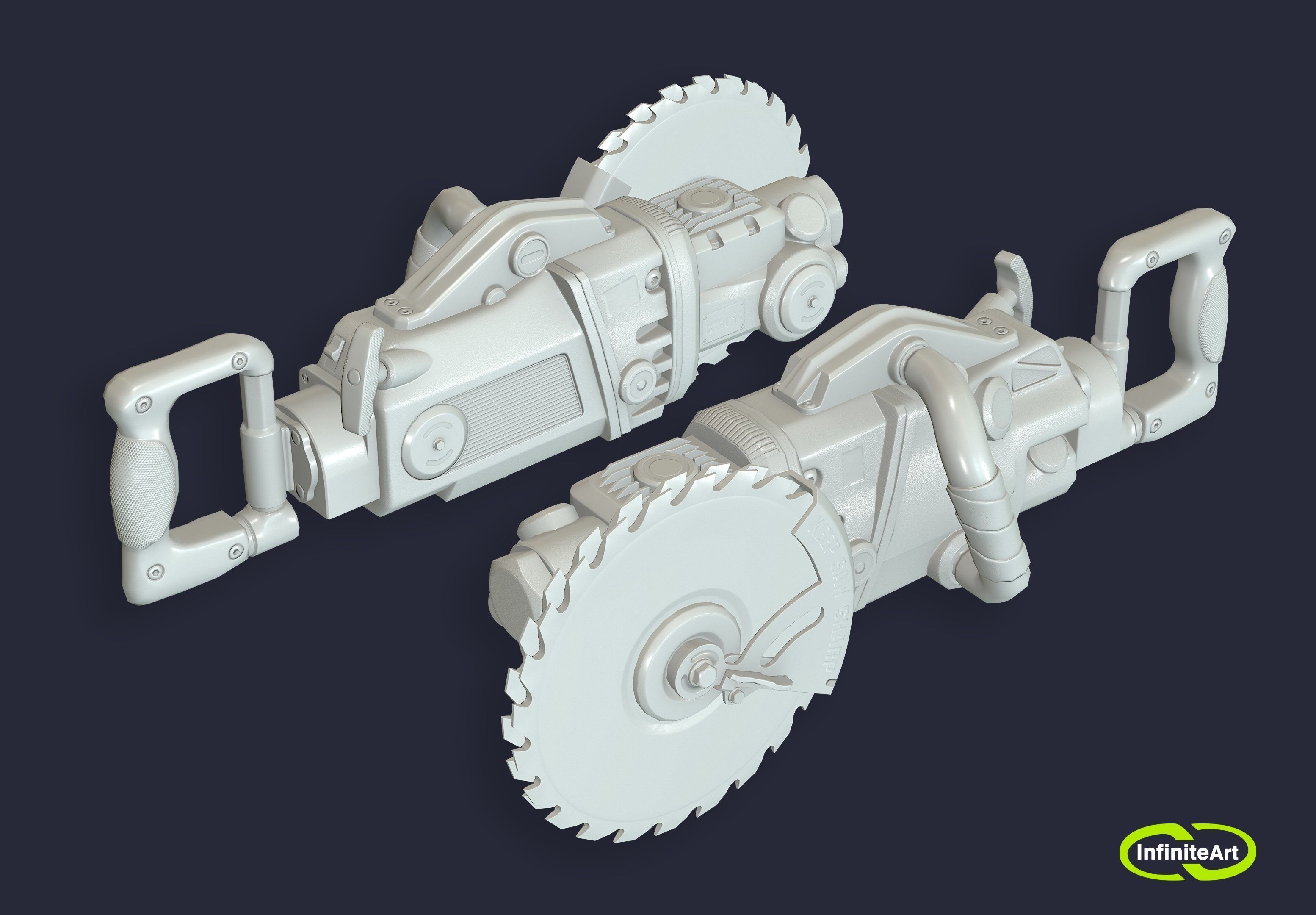 Chainsaw Circular Saw Low-poly 3D model_2