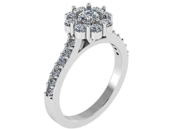 Round Cluster Floral Ring 0744 3D print model
