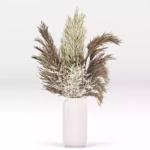 pampas-grass-decor-01 vase with dried grass in it Low-poly 3D model