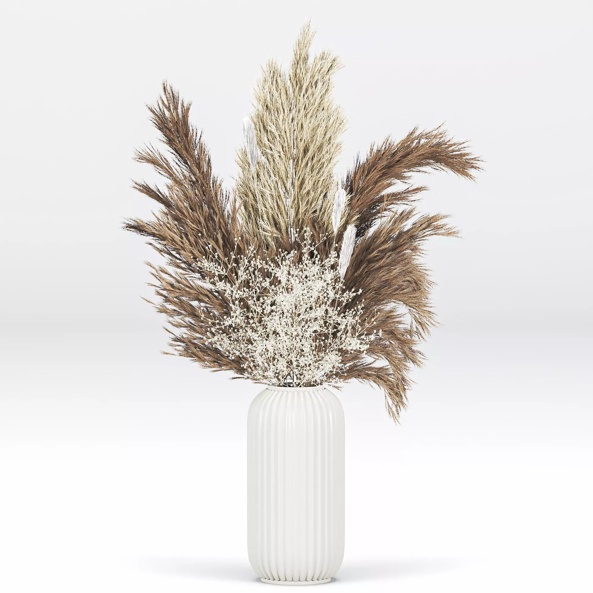 pampas-grass-decor-01 vase with dried grass in it Low-poly 3D model