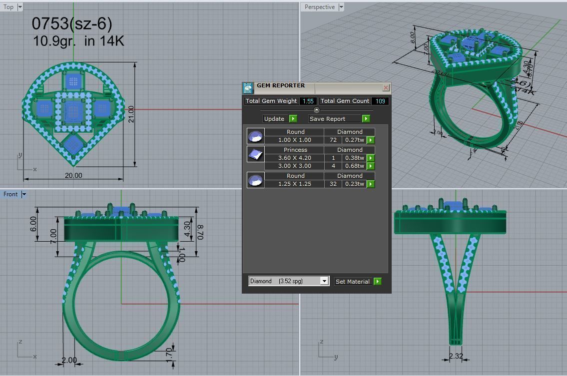 Diamond Style Ring 0753 3D print model_4