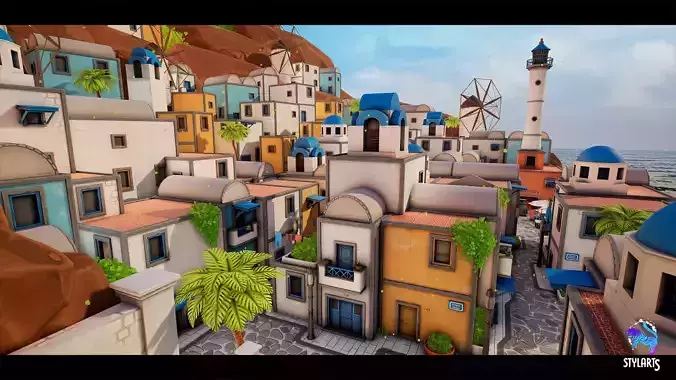 Stylized Greek Island