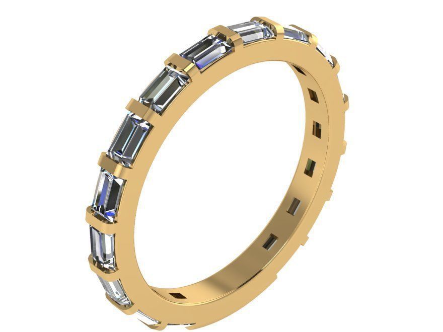 Rectangle Diamond Eternity Ring 0759 3D print model_1