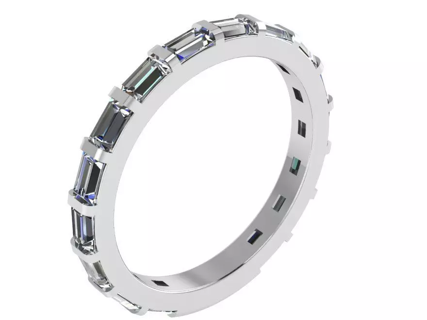 Rectangle Diamond Eternity Ring 0759 3D print model_0