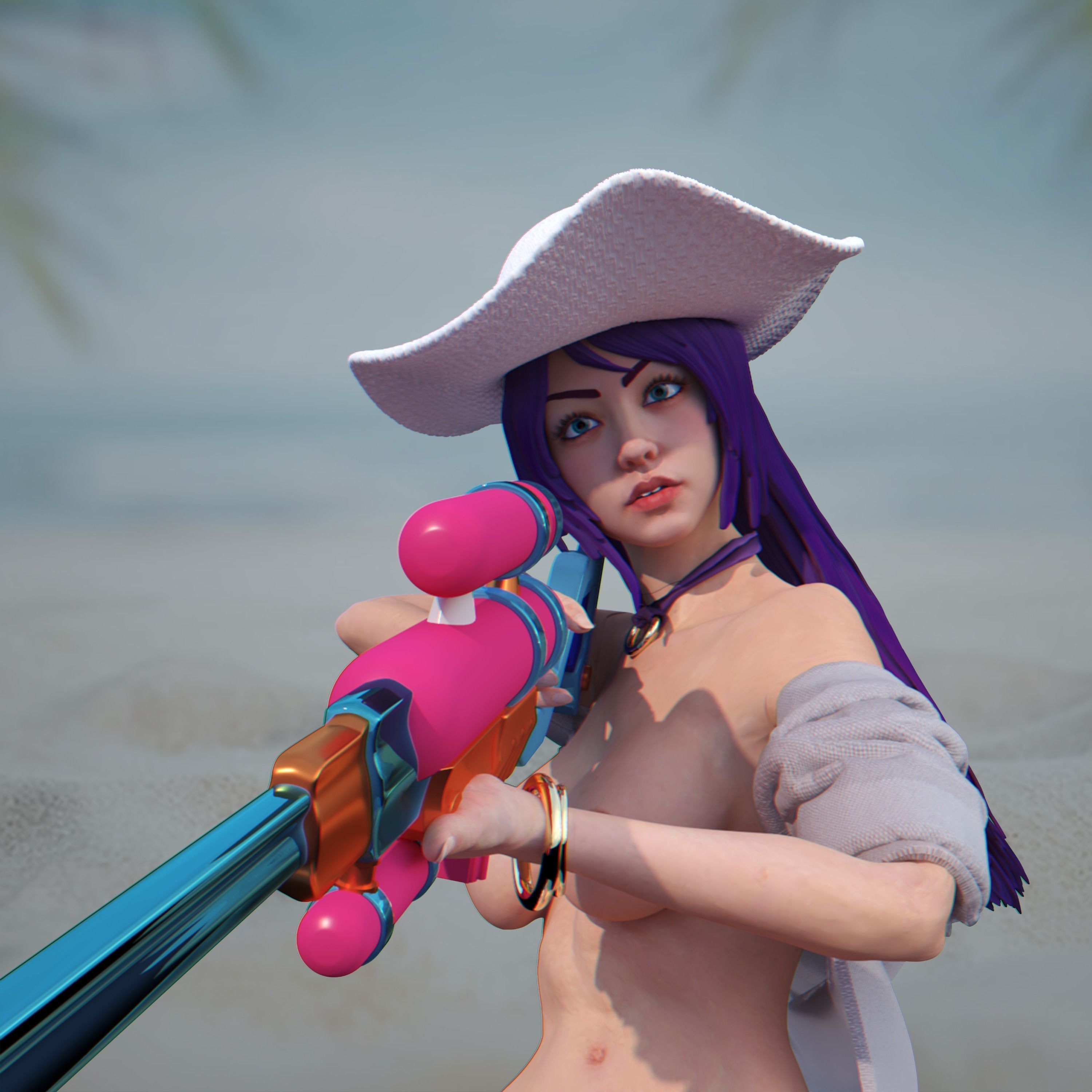 Caitlyn Pool Party - Fanart 3D Print redy 3D print model_9