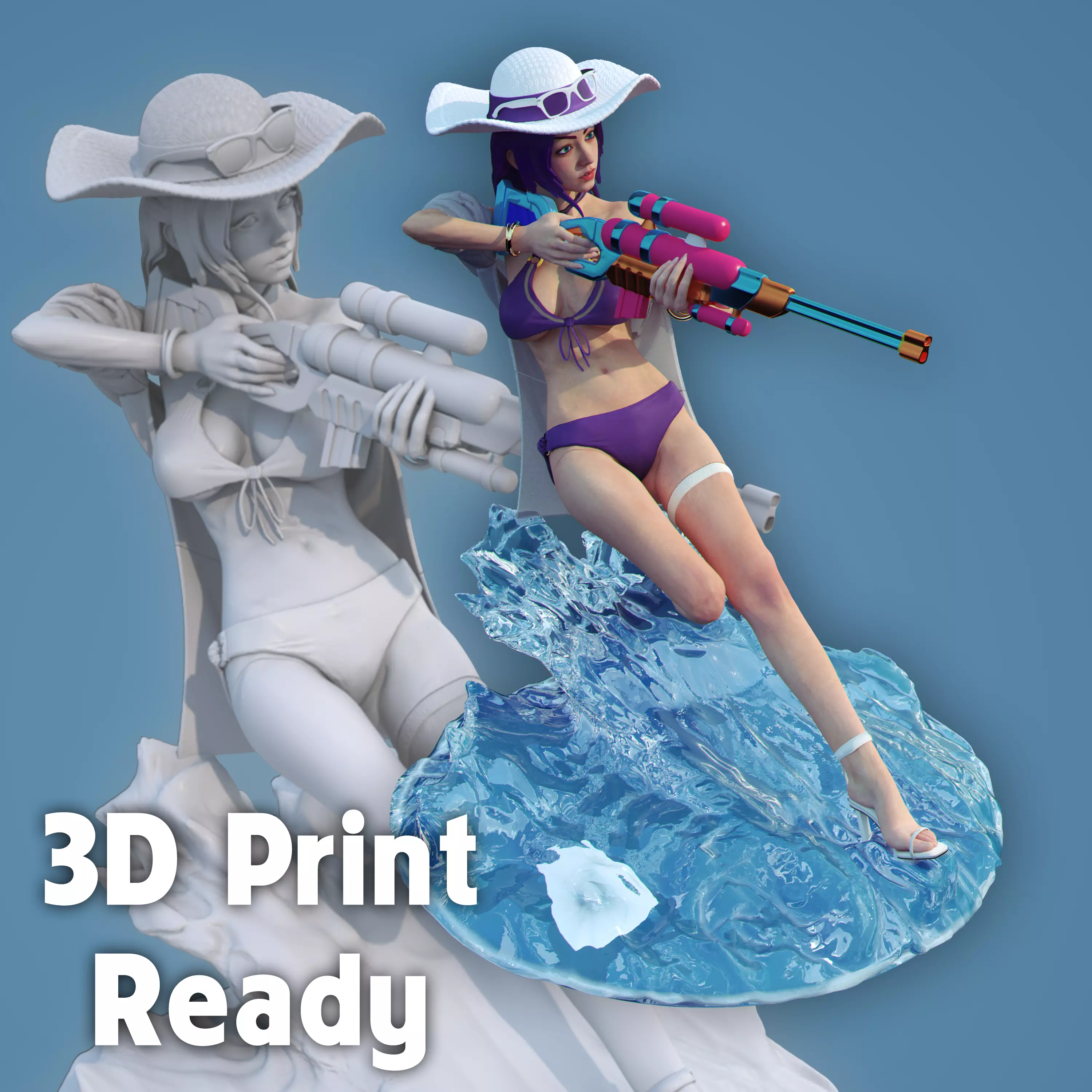 Caitlyn Pool Party - Fanart 3D Print redy 3D print model_0