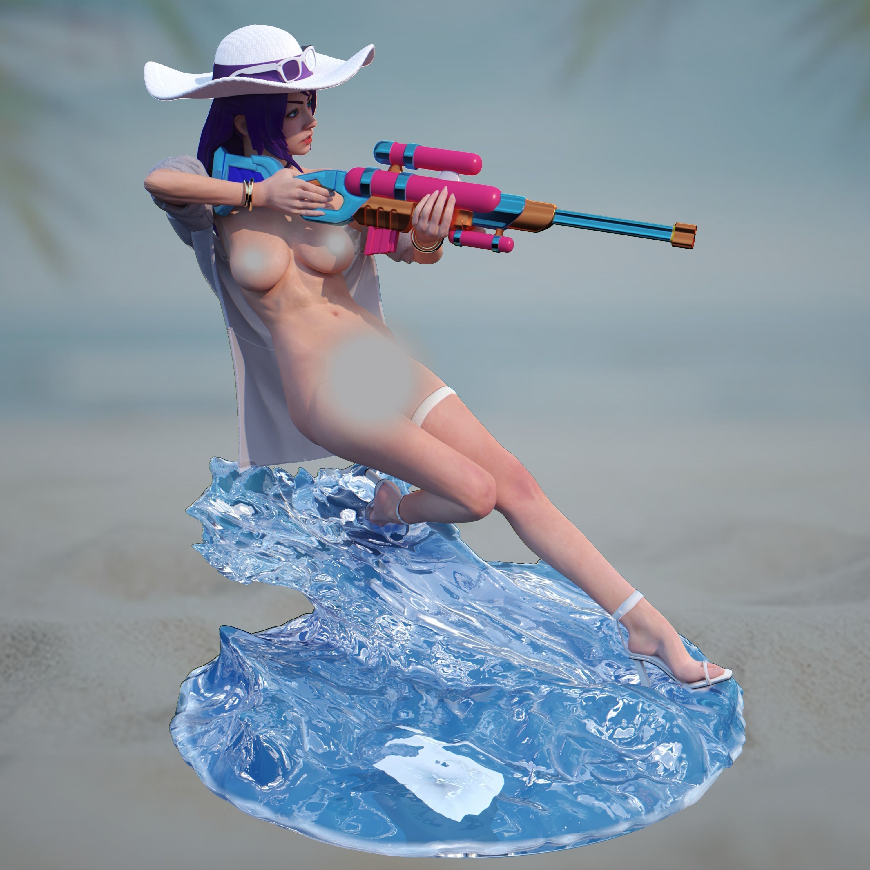 Caitlyn Pool Party - Fanart 3D Print redy 3D print model_6