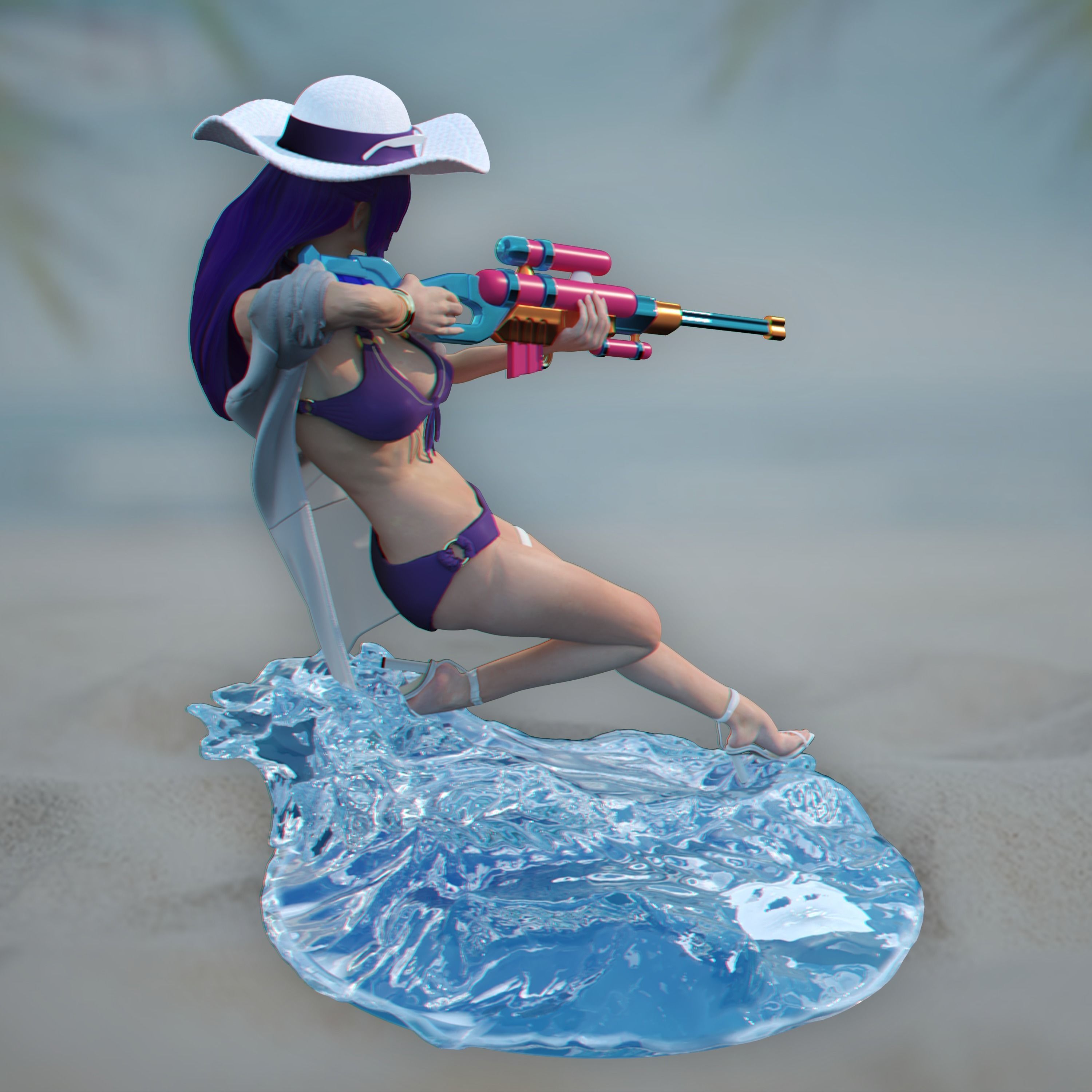Caitlyn Pool Party - Fanart 3D Print redy 3D print model_4