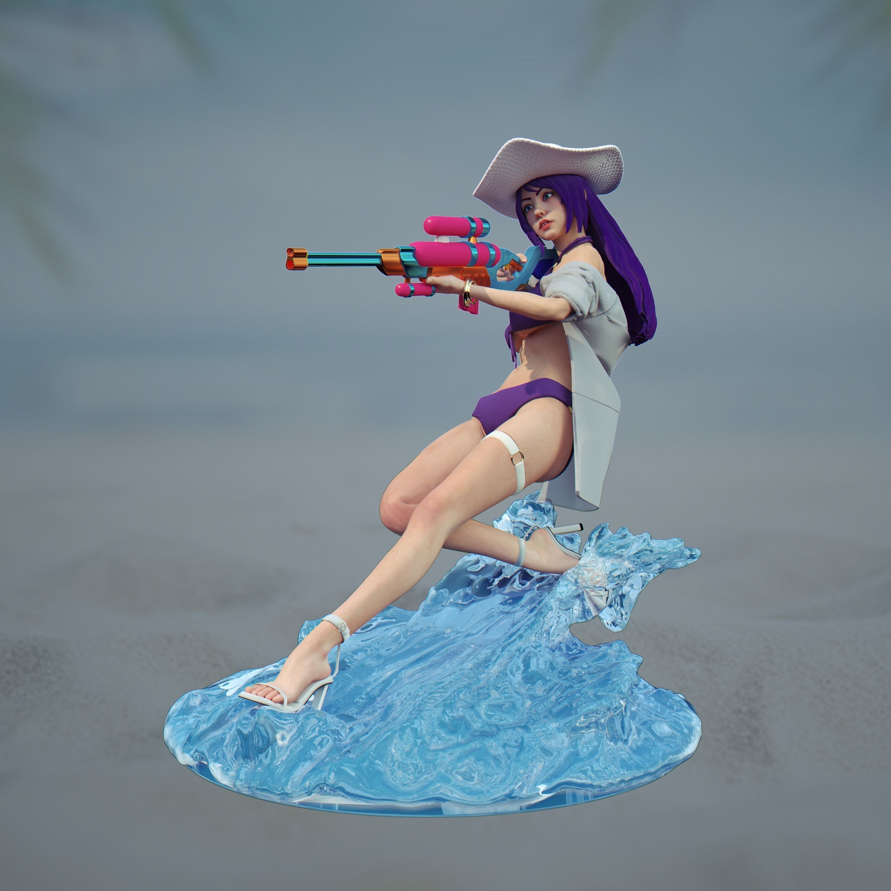 Caitlyn Pool Party - Fanart 3D Print redy 3D print model_2