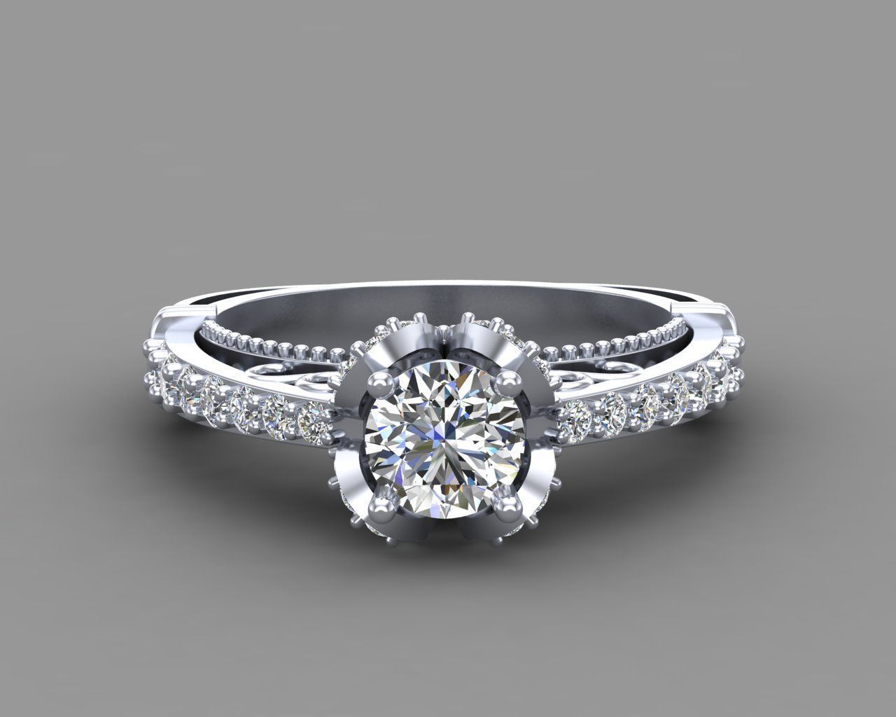 Diamond Engagement Ring 12-MW 3D print model_15