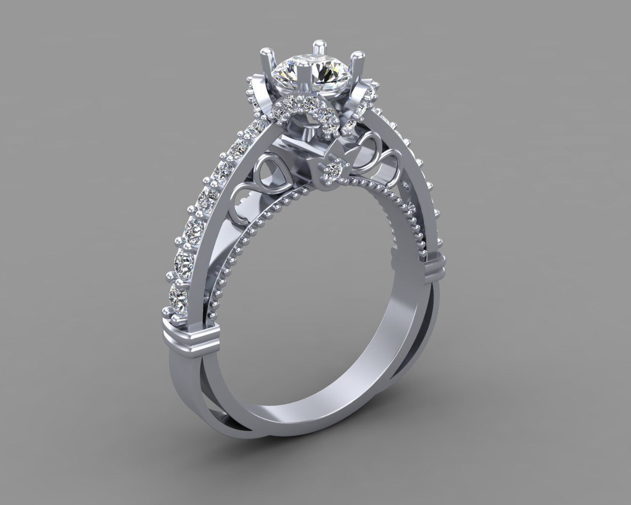 Diamond Engagement Ring 12-MW 3D print model_14