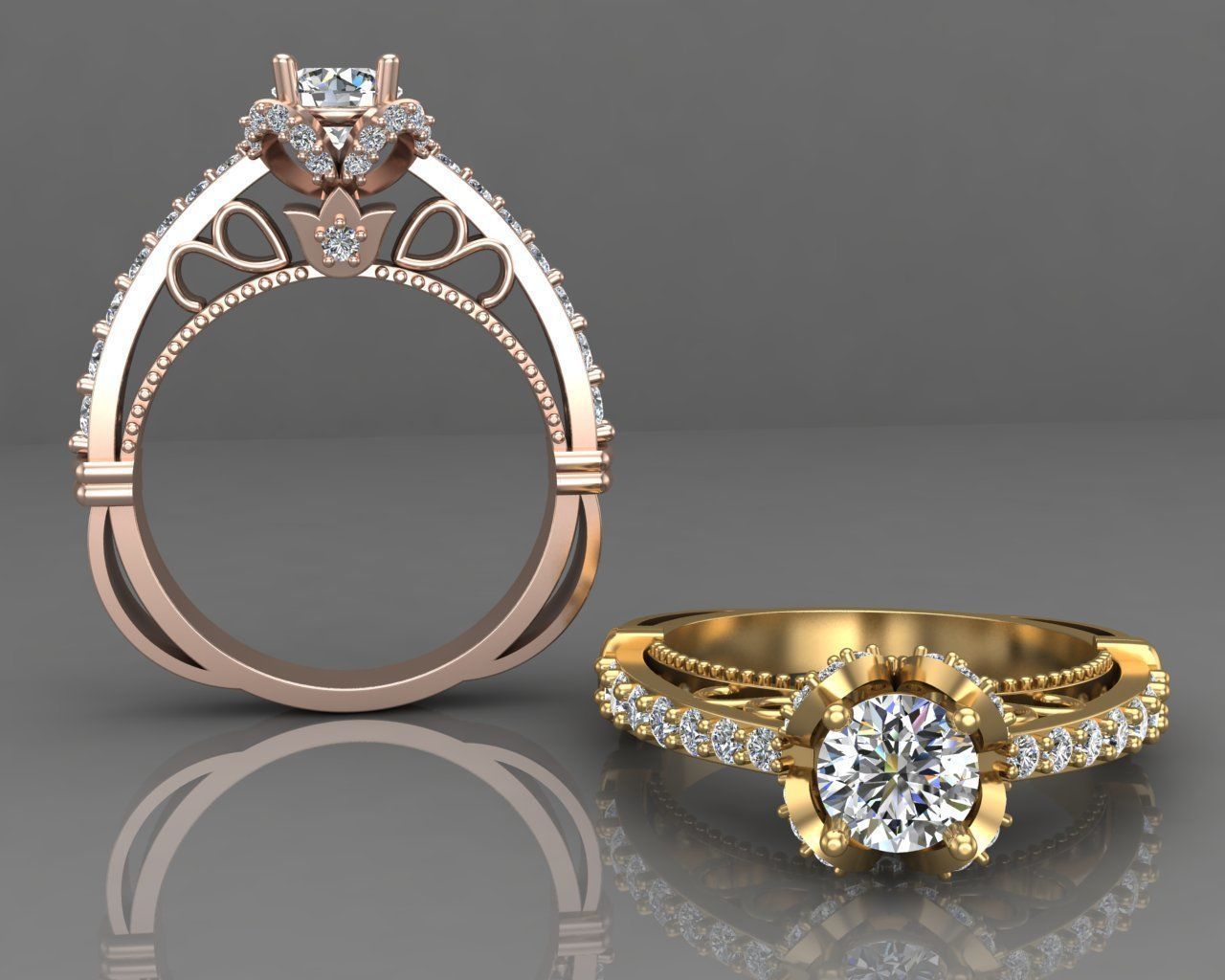 Diamond Engagement Ring 12-MW 3D print model_2