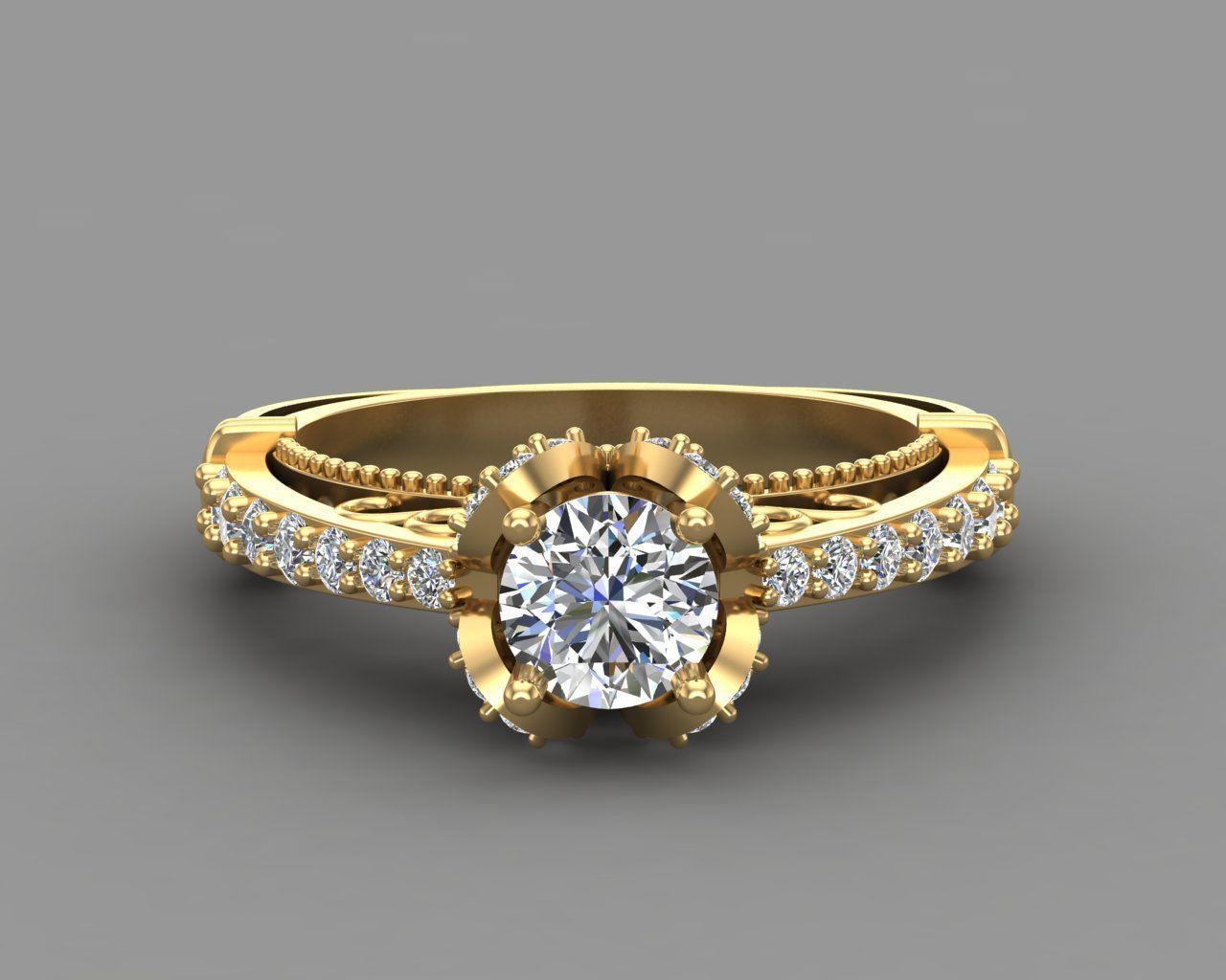 Diamond Engagement Ring 12-MW 3D print model_10