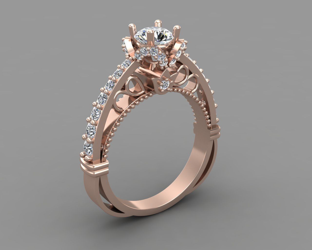Diamond Engagement Ring 12-MW 3D print model_4