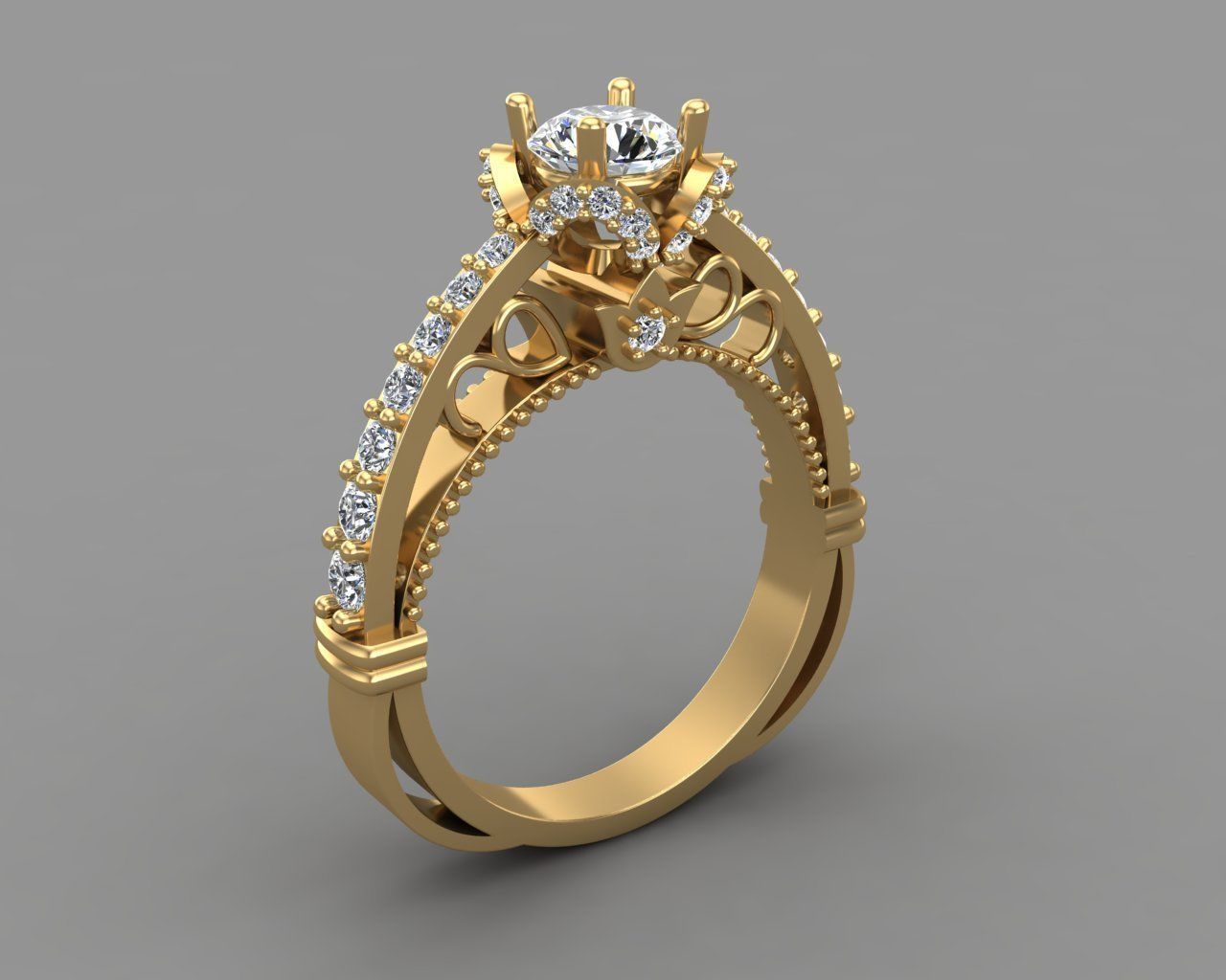 Diamond Engagement Ring 12-MW 3D print model_9